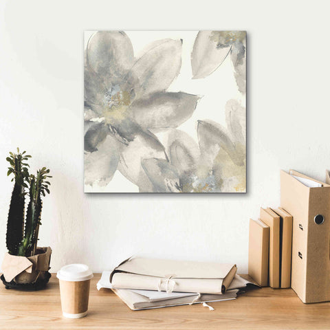 Image of 'Gray And Silver Flowers I' by Chris Paschke, Giclee Canvas Wall Art,18 x 18
