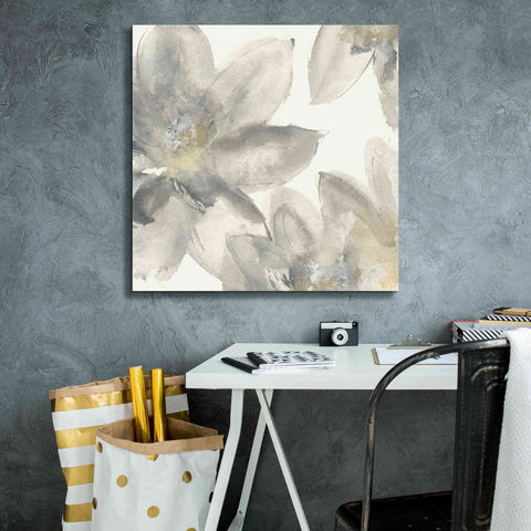Image of 'Gray And Silver Flowers I' by Chris Paschke, Giclee Canvas Wall Art,26 x 26