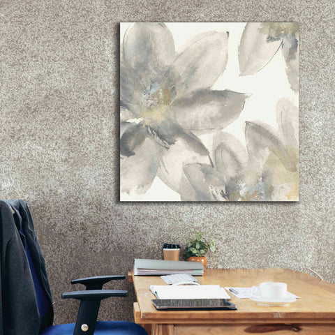 Image of 'Gray And Silver Flowers I' by Chris Paschke, Giclee Canvas Wall Art,37 x 37