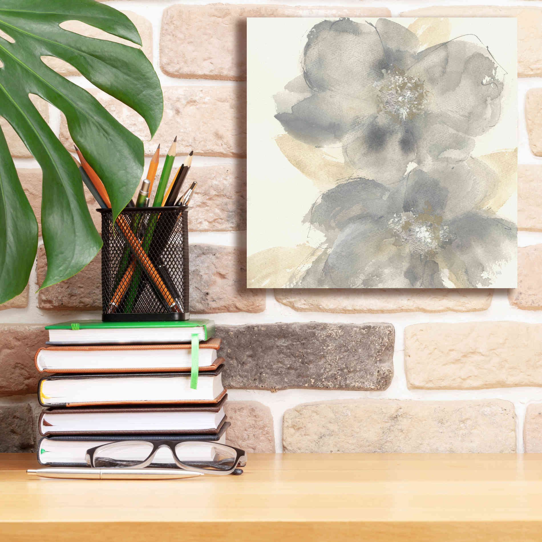 'Floral Gray II' by Chris Paschke, Giclee Canvas Wall Art,12 x 12