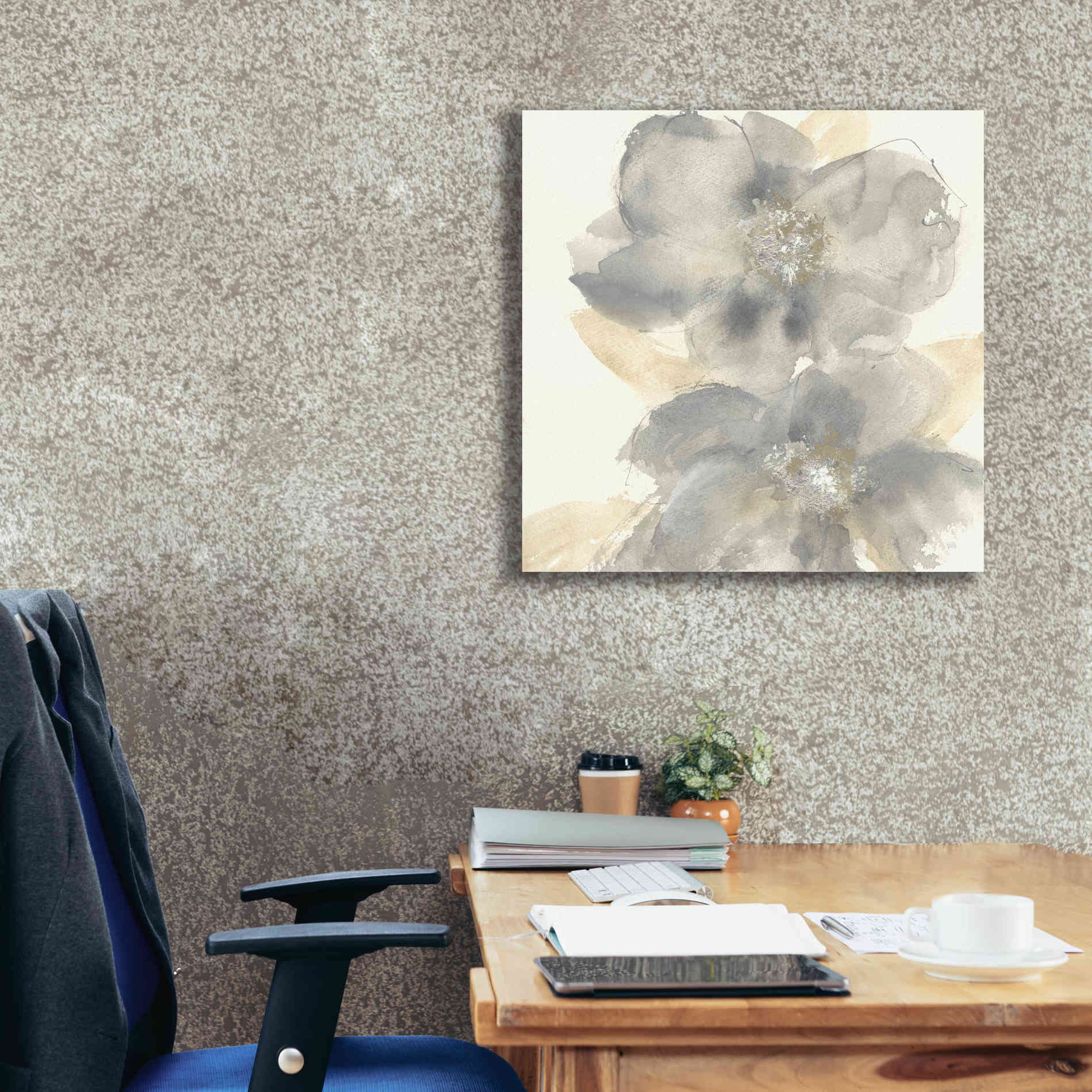 'Floral Gray II' by Chris Paschke, Giclee Canvas Wall Art,26 x 26