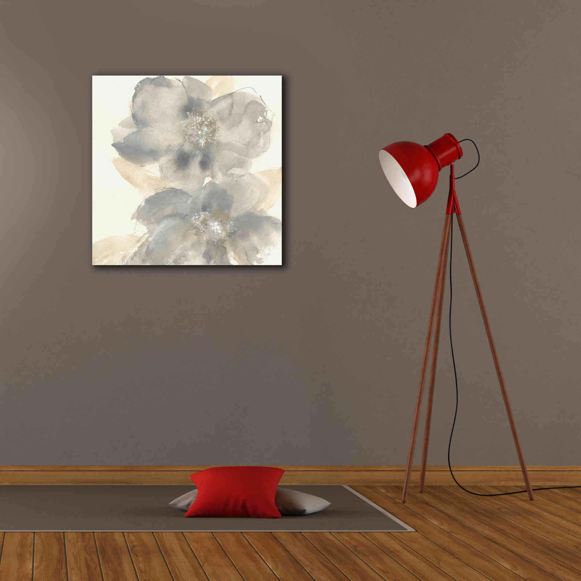 'Floral Gray II' by Chris Paschke, Giclee Canvas Wall Art,26 x 26