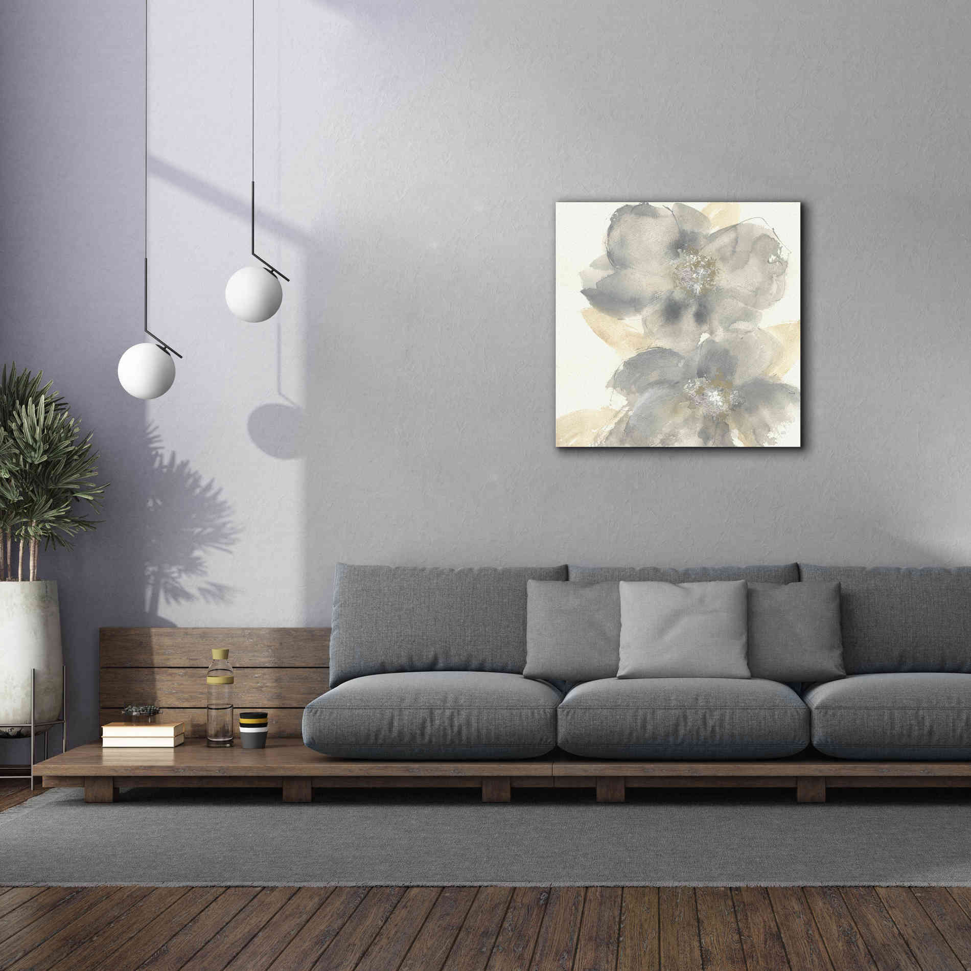 'Floral Gray II' by Chris Paschke, Giclee Canvas Wall Art,37 x 37