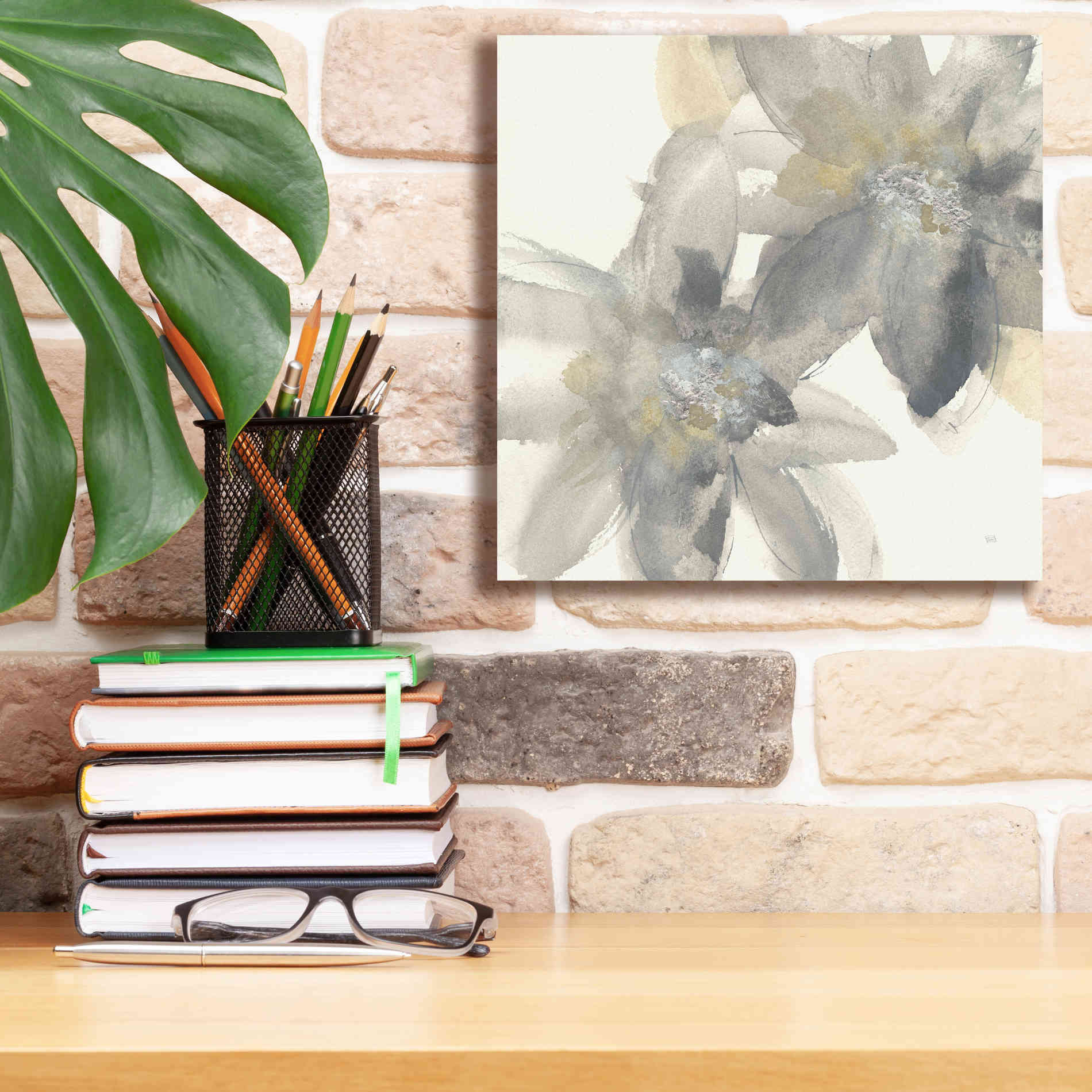 'Gray And Silver Flowers II' by Chris Paschke, Giclee Canvas Wall Art,12 x 12