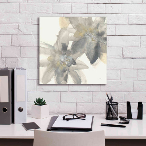 Image of 'Gray And Silver Flowers II' by Chris Paschke, Giclee Canvas Wall Art,18 x 18