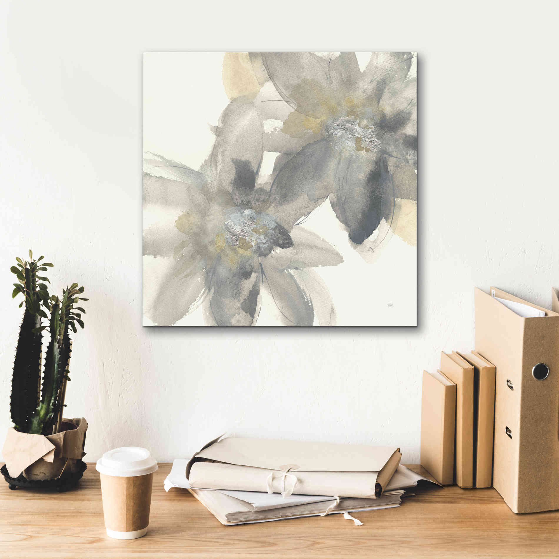 'Gray And Silver Flowers II' by Chris Paschke, Giclee Canvas Wall Art,18 x 18