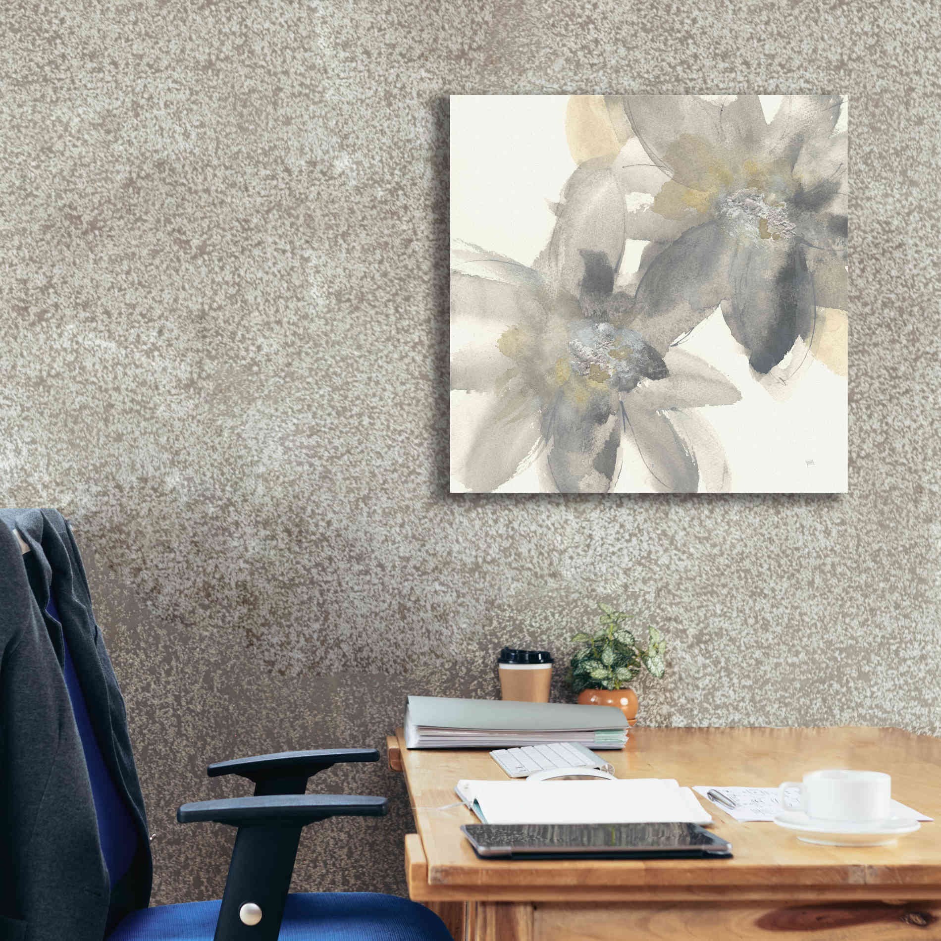 'Gray And Silver Flowers II' by Chris Paschke, Giclee Canvas Wall Art,26 x 26