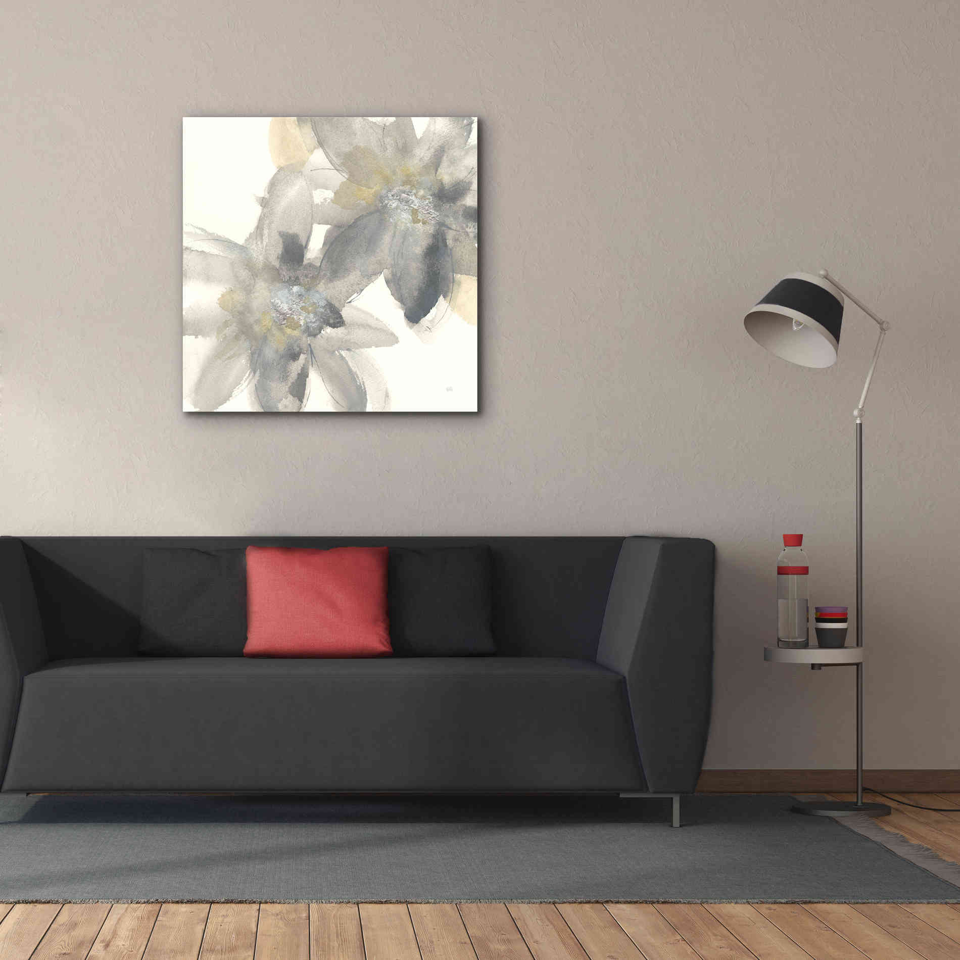 'Gray And Silver Flowers II' by Chris Paschke, Giclee Canvas Wall Art,37 x 37