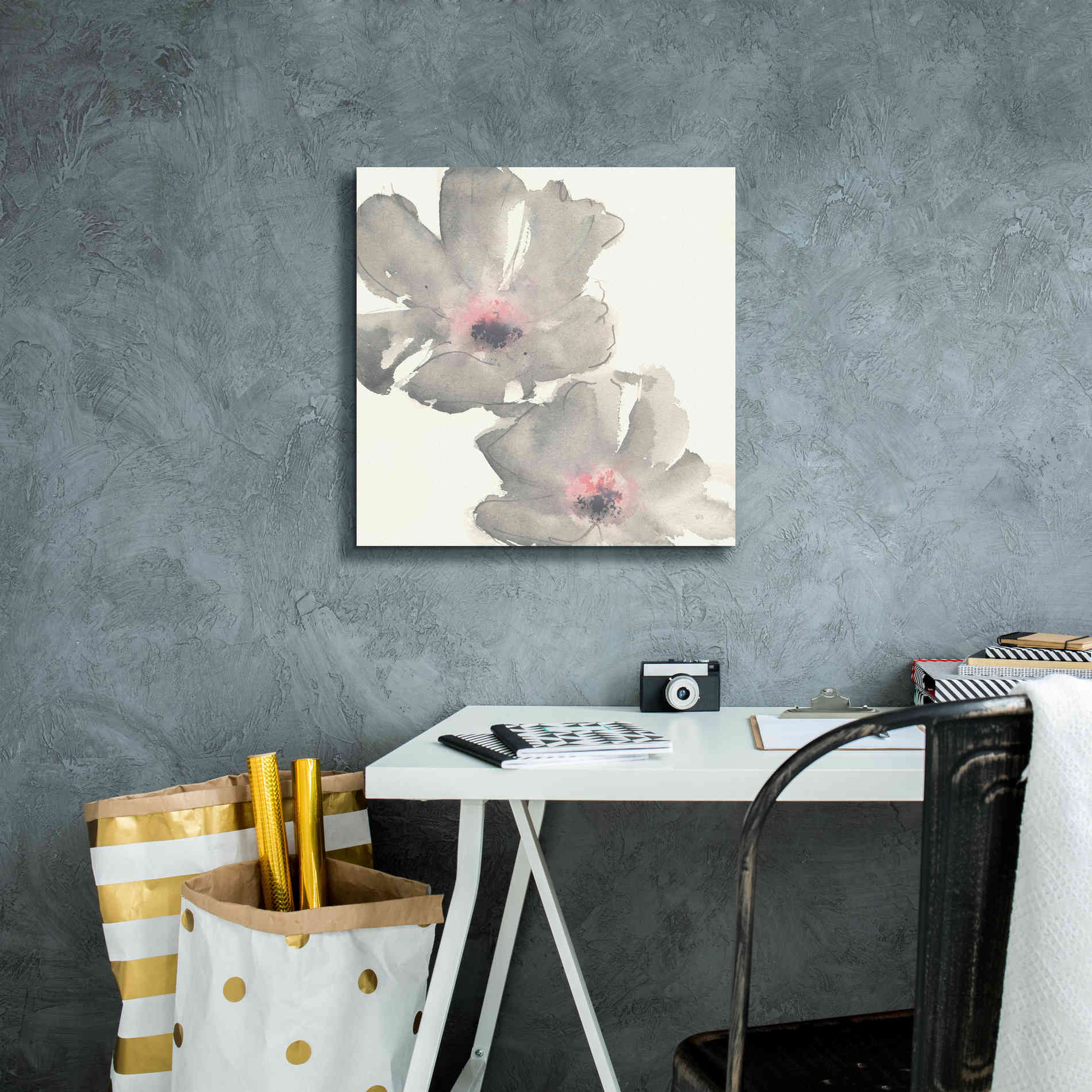 'Gray Blush Cosmos I' by Chris Paschke, Giclee Canvas Wall Art,18 x 18