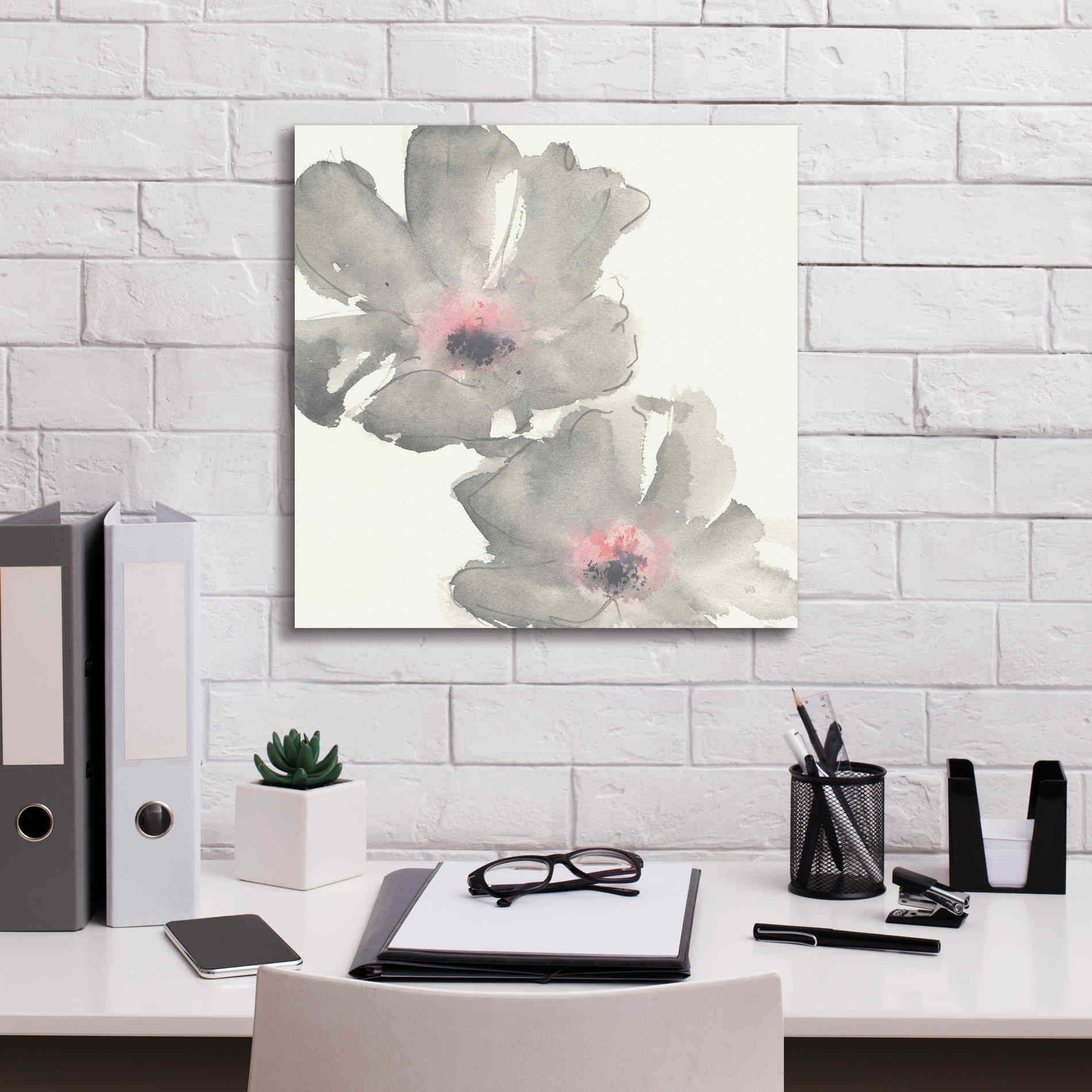 'Gray Blush Cosmos I' by Chris Paschke, Giclee Canvas Wall Art,18 x 18