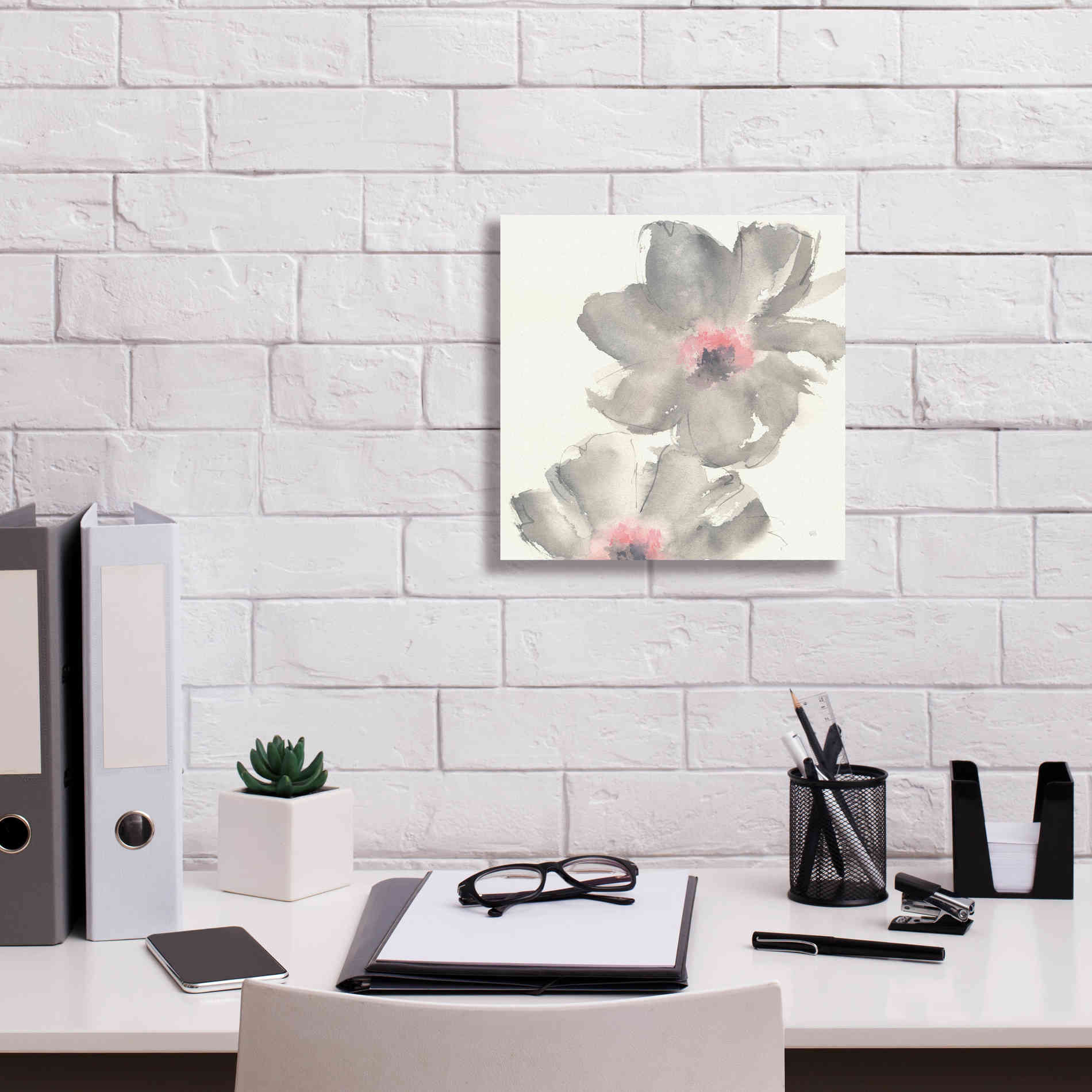 'Gray Blush Cosmos II' by Chris Paschke, Giclee Canvas Wall Art,12 x 12