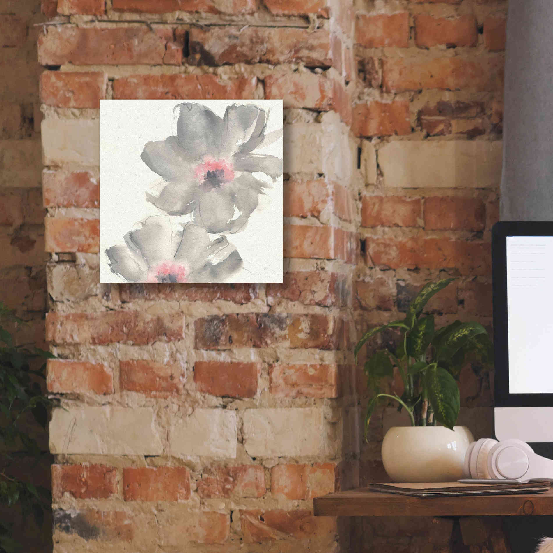 'Gray Blush Cosmos II' by Chris Paschke, Giclee Canvas Wall Art,12 x 12