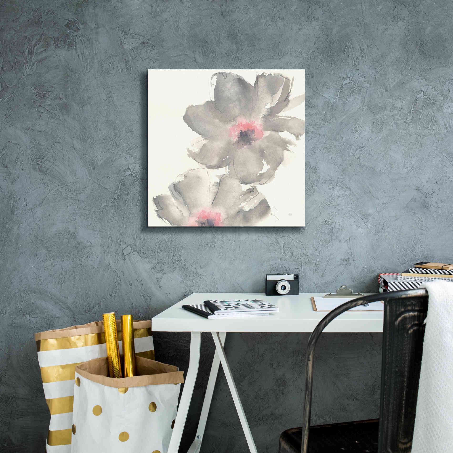 'Gray Blush Cosmos II' by Chris Paschke, Giclee Canvas Wall Art,18 x 18