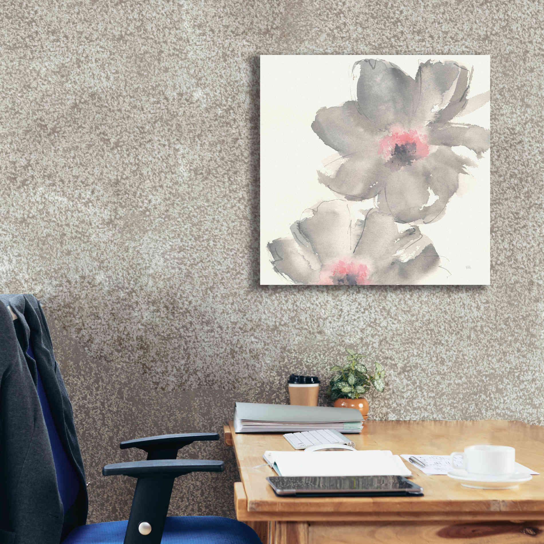 'Gray Blush Cosmos II' by Chris Paschke, Giclee Canvas Wall Art,26 x 26