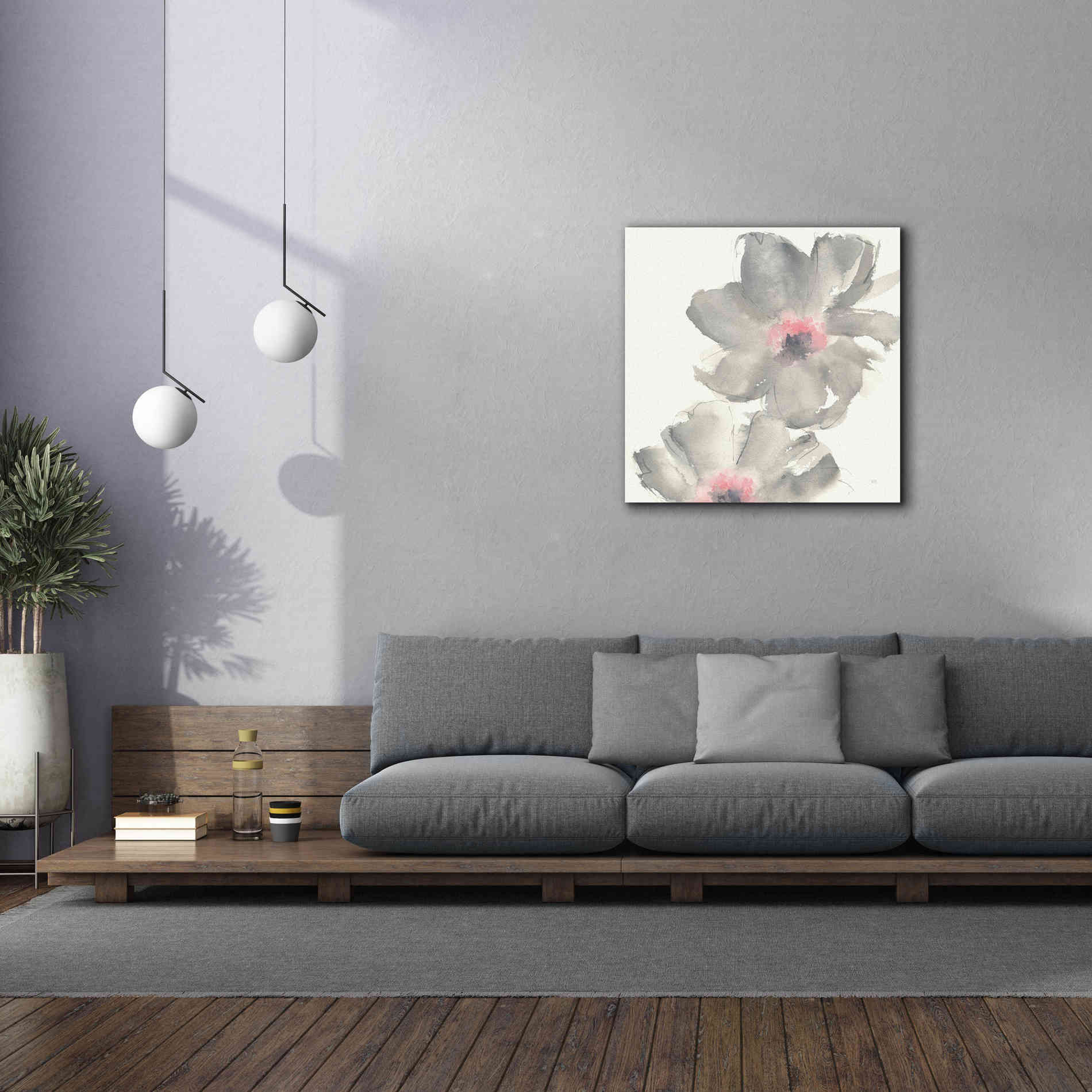 'Gray Blush Cosmos II' by Chris Paschke, Giclee Canvas Wall Art,37 x 37