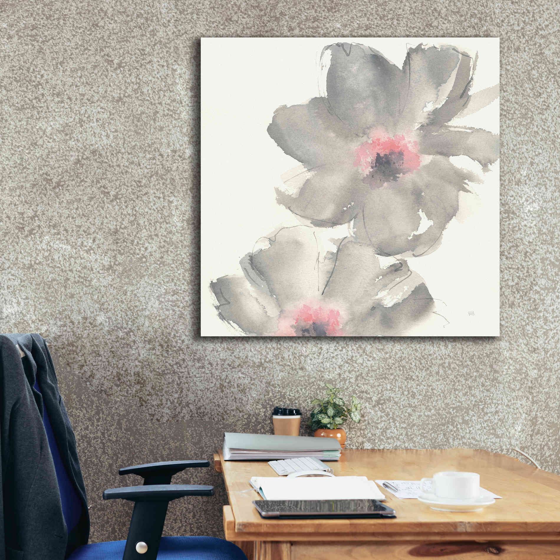 'Gray Blush Cosmos II' by Chris Paschke, Giclee Canvas Wall Art,37 x 37