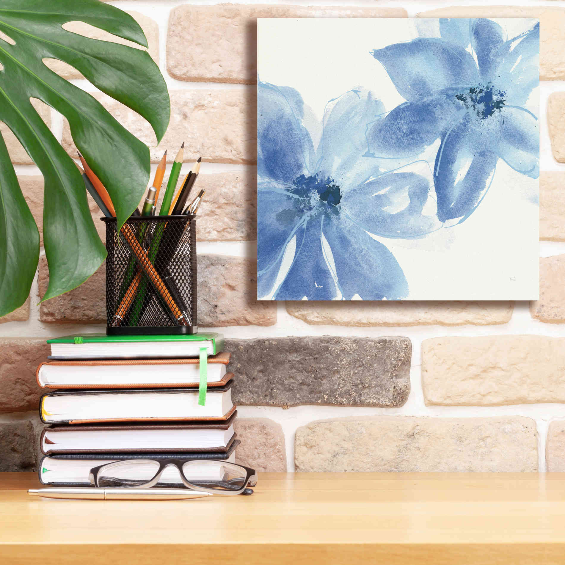 'Cobalt Clematis II' by Chris Paschke, Giclee Canvas Wall Art,12 x 12