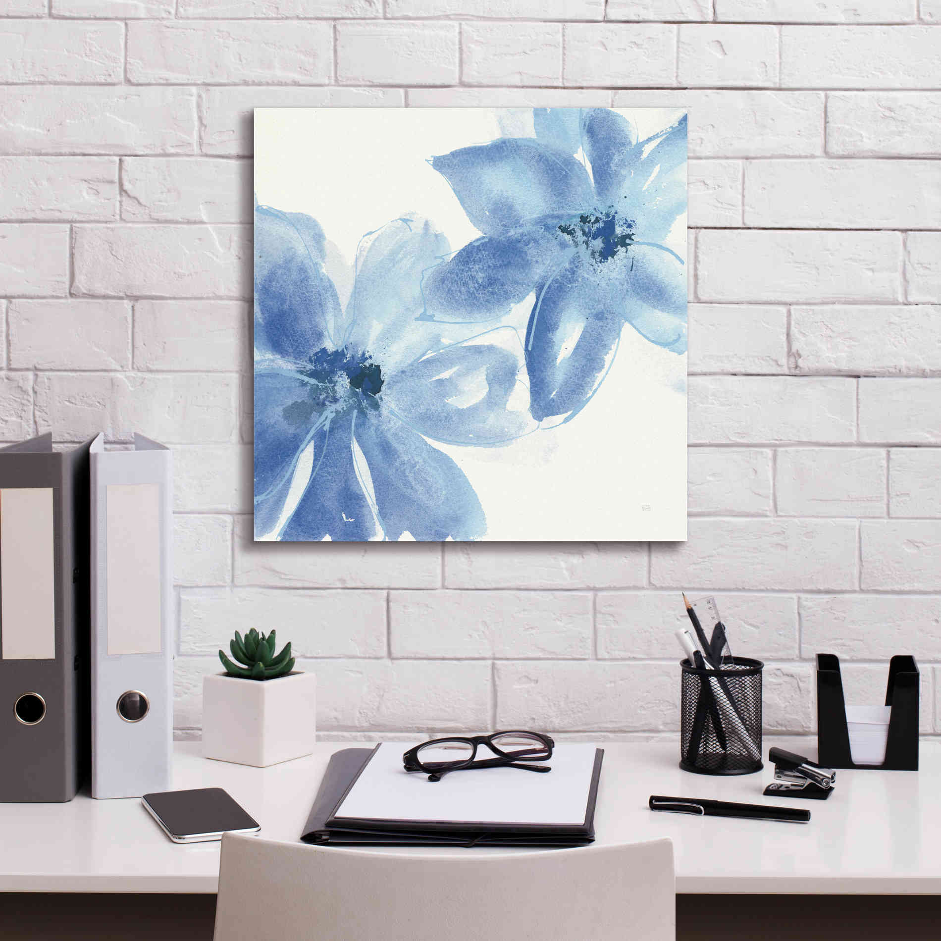 'Cobalt Clematis II' by Chris Paschke, Giclee Canvas Wall Art,18 x 18