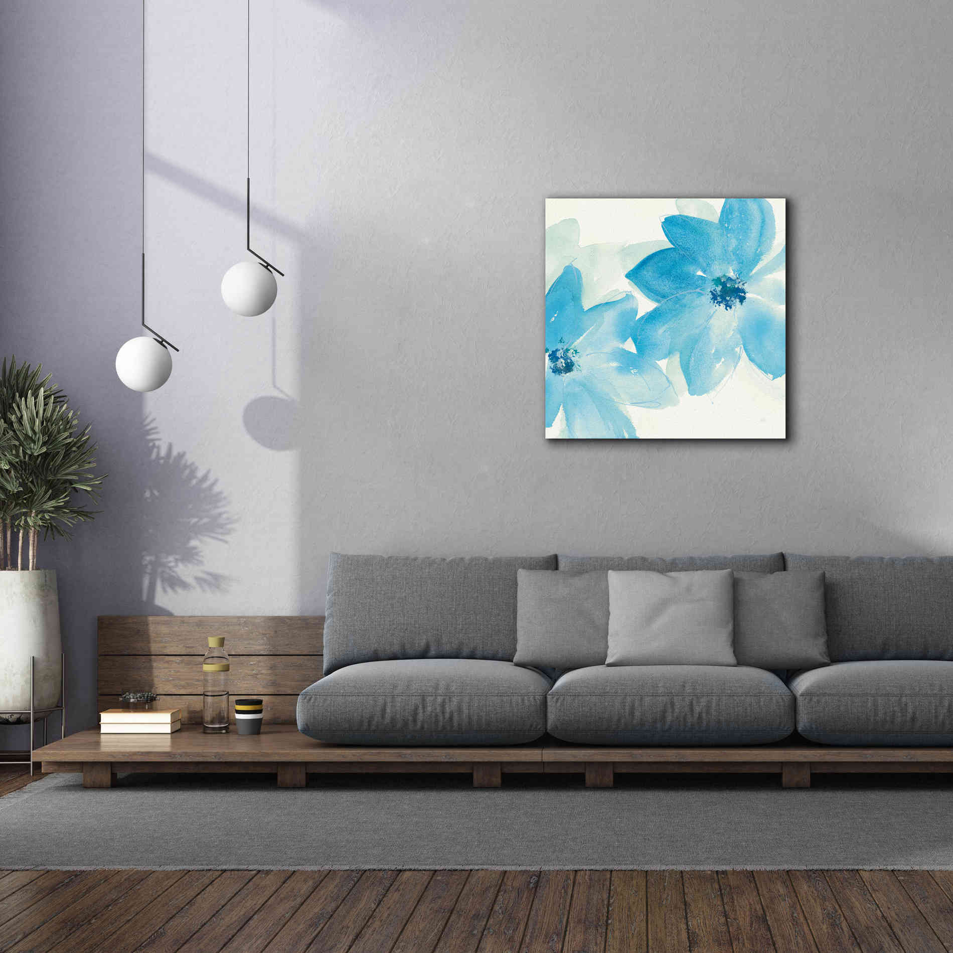 'Aqua Mint Clematis II' by Chris Paschke, Giclee Canvas Wall Art,37 x 37