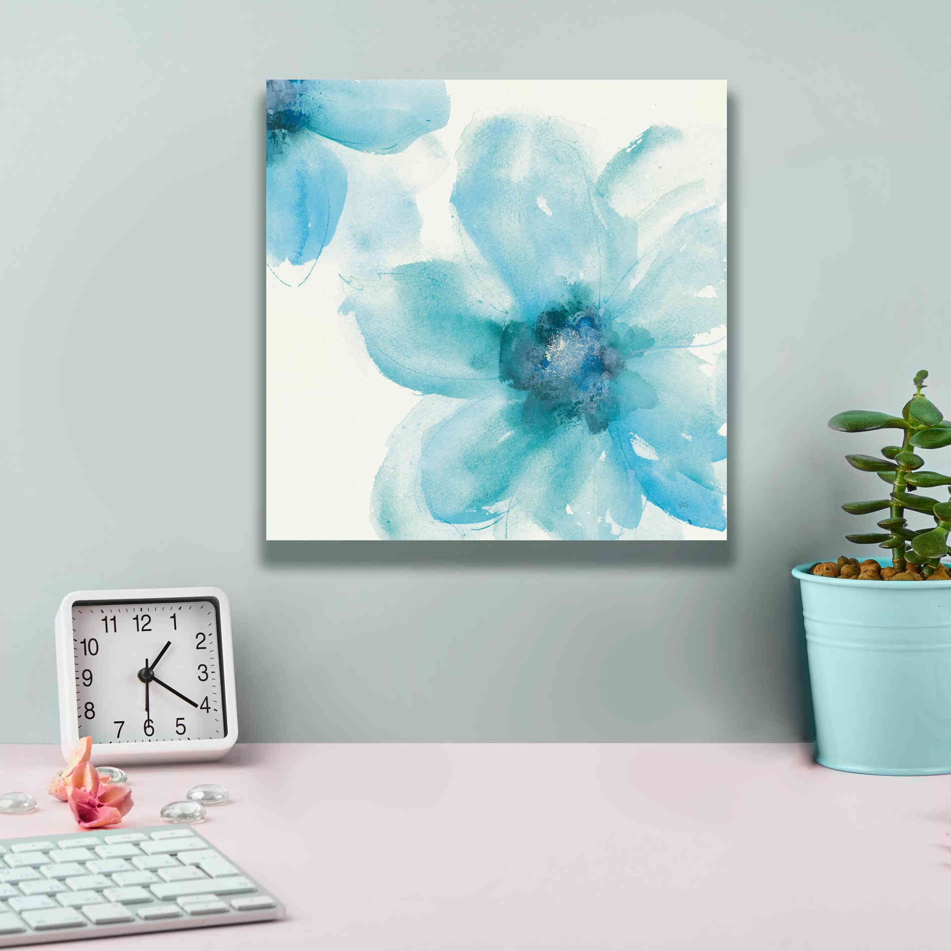 'Teal Cosmos I' by Chris Paschke, Giclee Canvas Wall Art,12 x 12