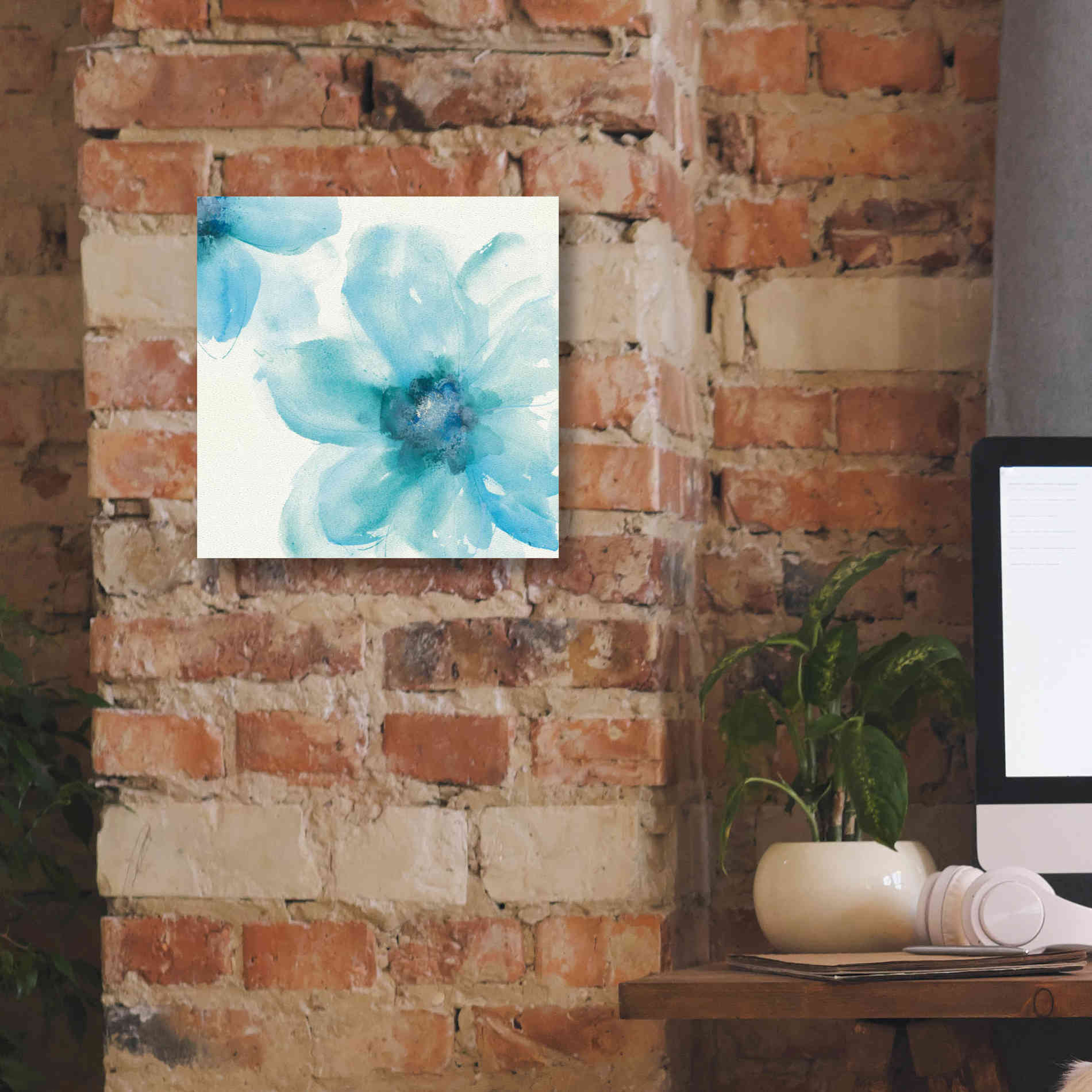 'Teal Cosmos I' by Chris Paschke, Giclee Canvas Wall Art,12 x 12