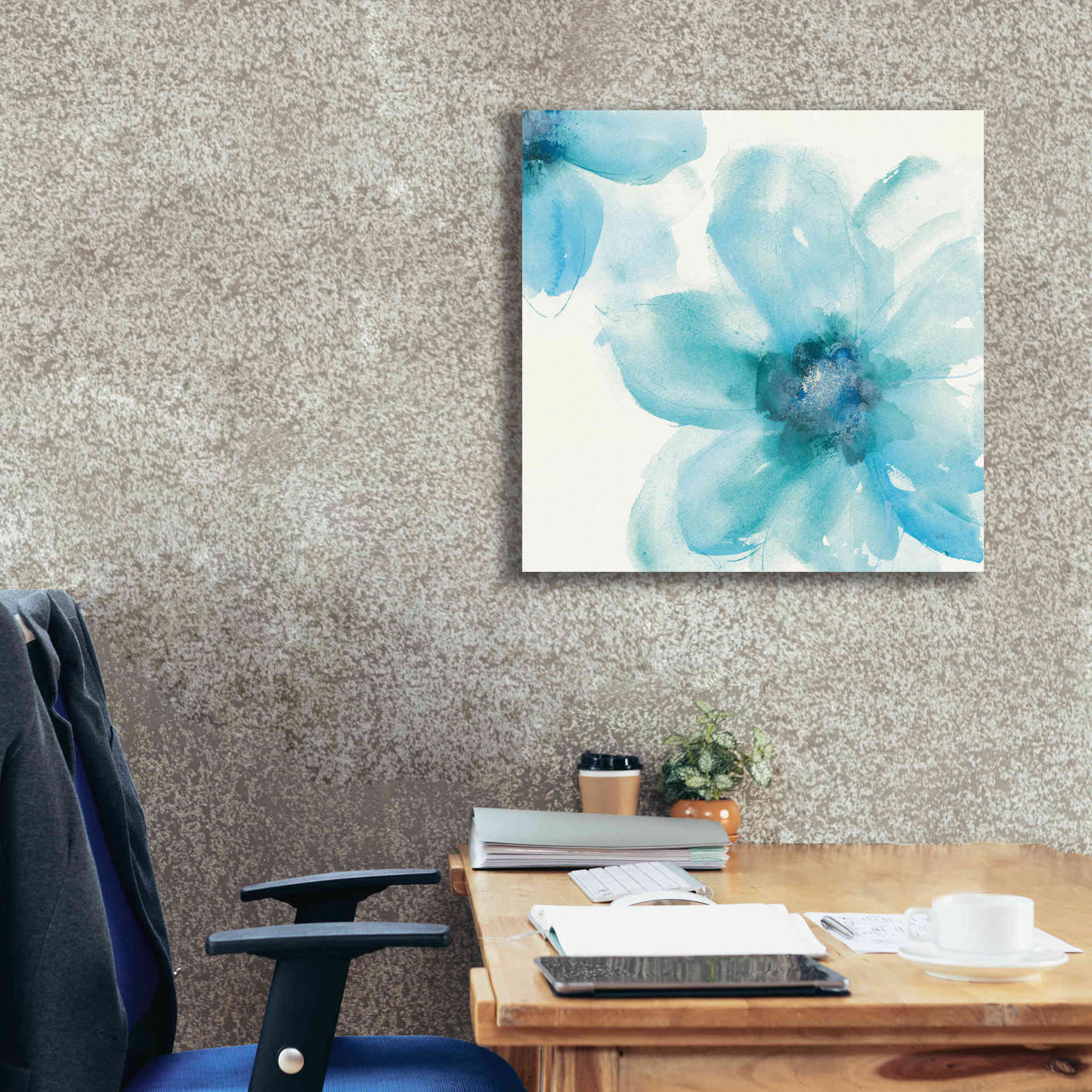 'Teal Cosmos I' by Chris Paschke, Giclee Canvas Wall Art,26 x 26