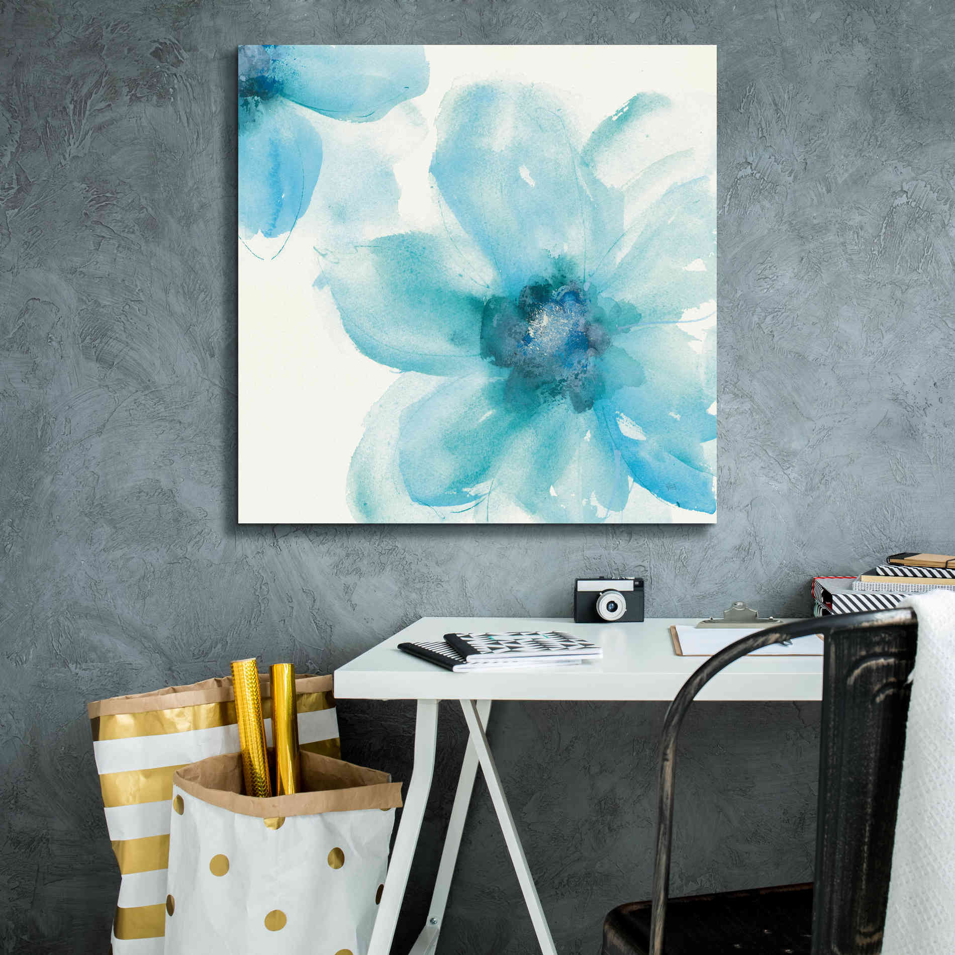 'Teal Cosmos I' by Chris Paschke, Giclee Canvas Wall Art,26 x 26