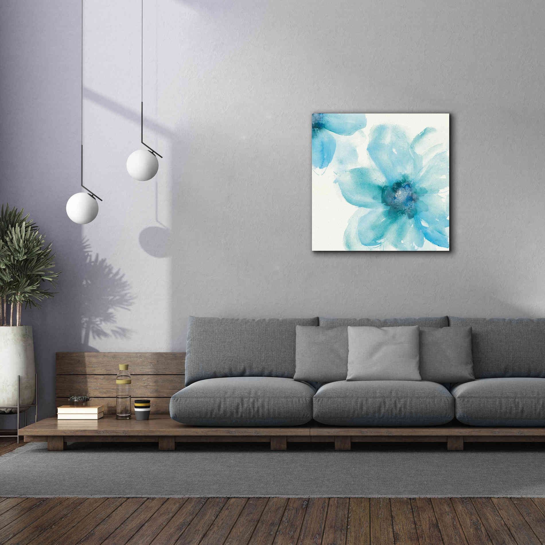 'Teal Cosmos I' by Chris Paschke, Giclee Canvas Wall Art,37 x 37