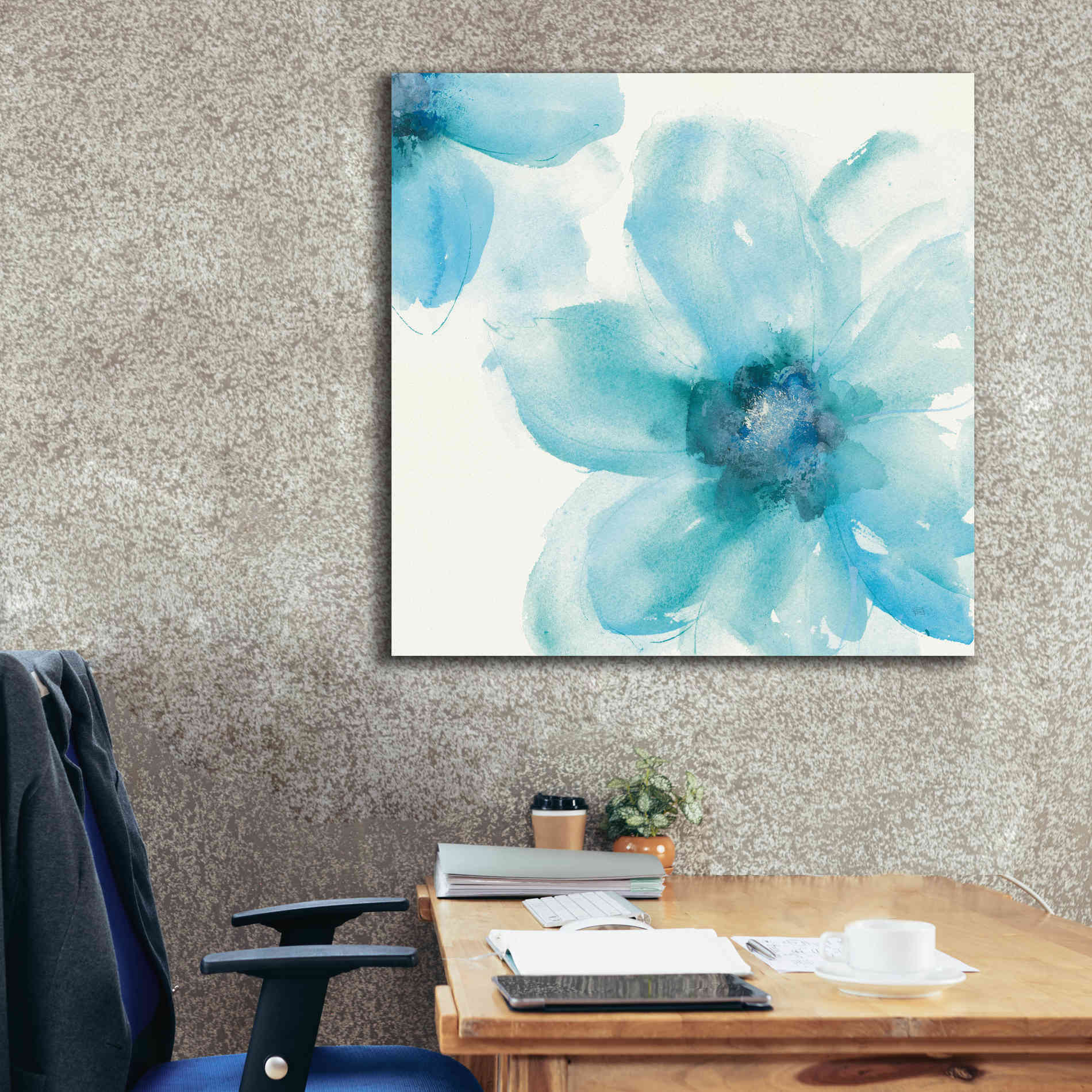 'Teal Cosmos I' by Chris Paschke, Giclee Canvas Wall Art,37 x 37