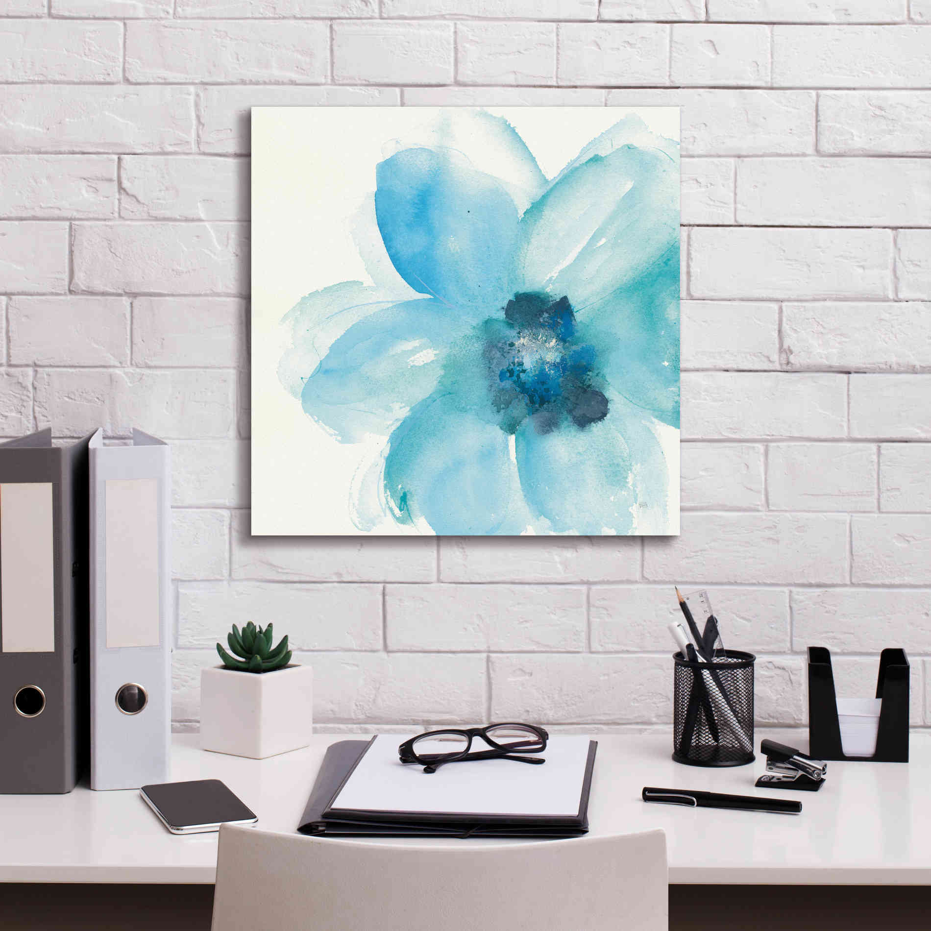 'Teal Cosmos II' by Chris Paschke, Giclee Canvas Wall Art,18 x 18