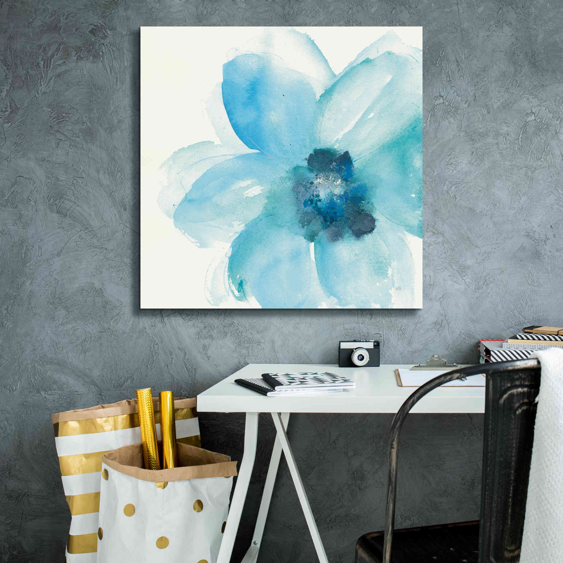 'Teal Cosmos II' by Chris Paschke, Giclee Canvas Wall Art,26 x 26