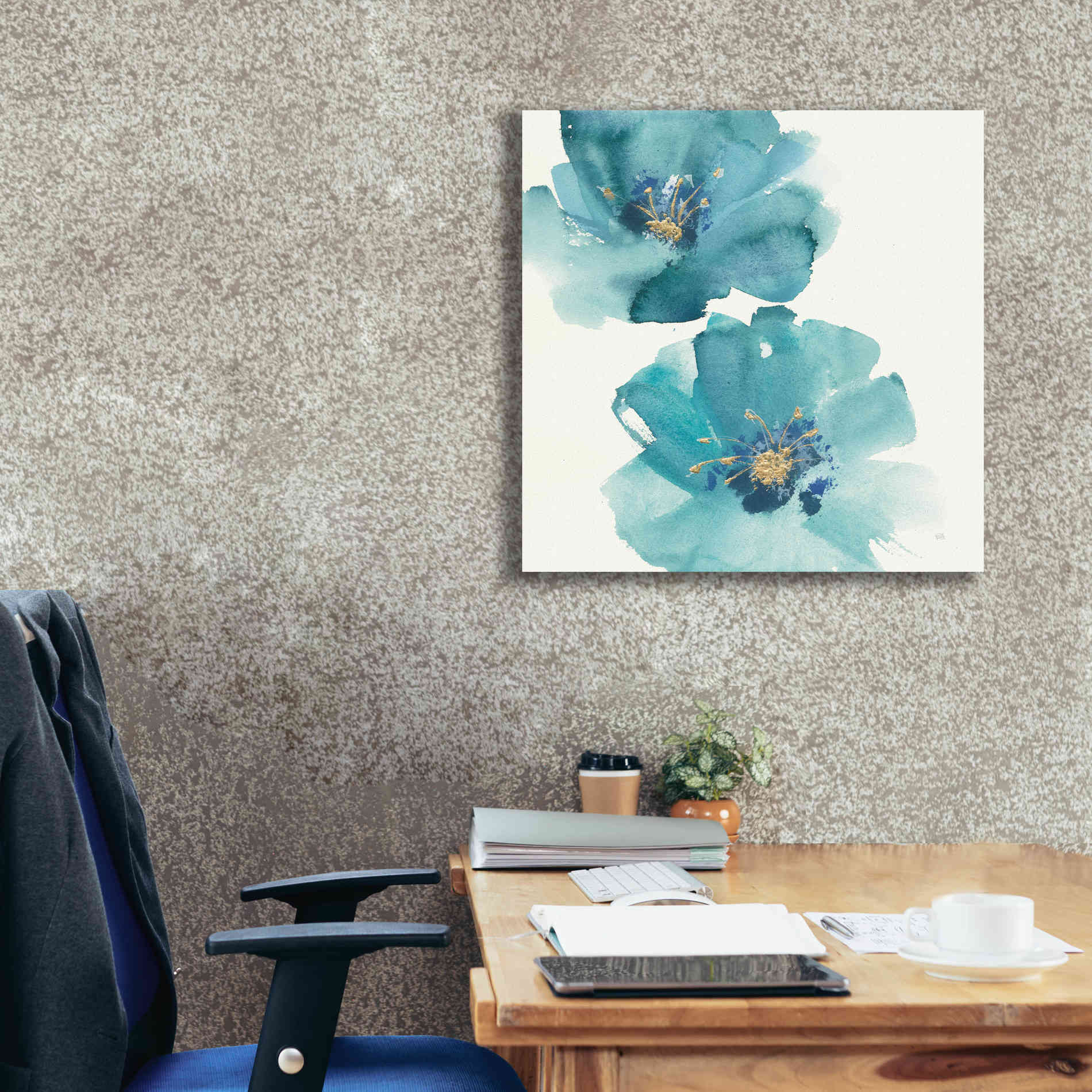 'Teal Cosmos III' by Chris Paschke, Giclee Canvas Wall Art,26 x 26