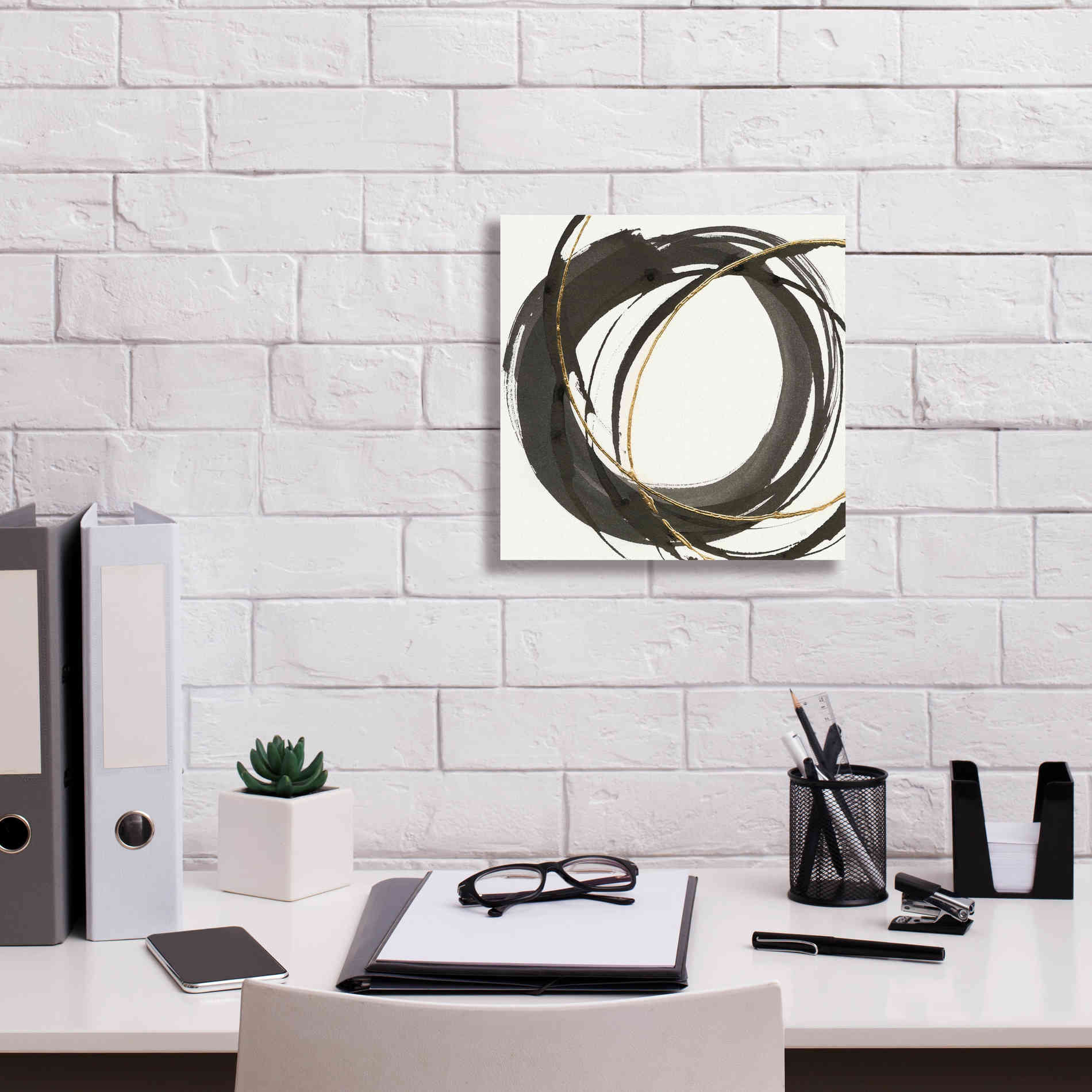 'Gilded Enso I' by Chris Paschke, Giclee Canvas Wall Art,12 x 12