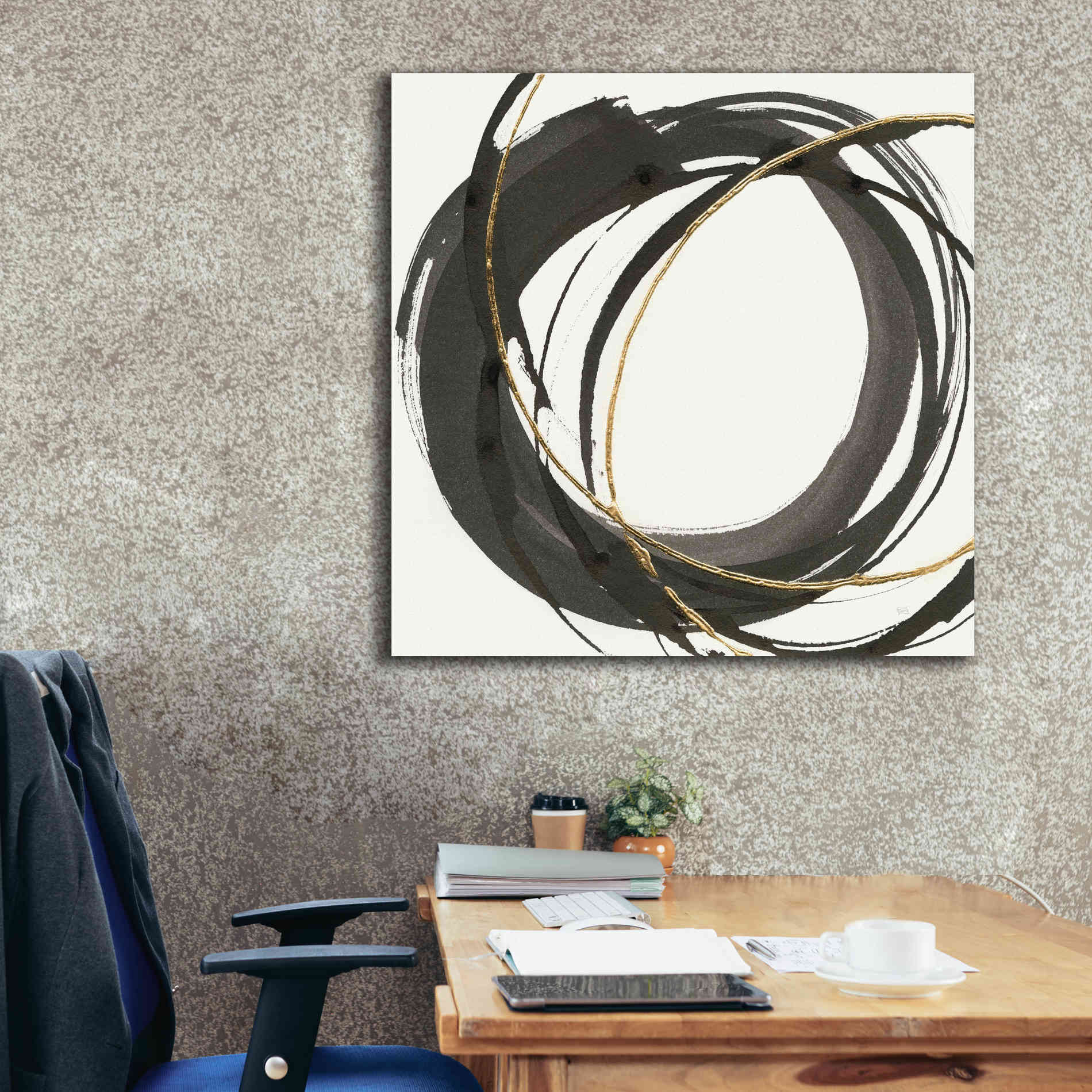 'Gilded Enso I' by Chris Paschke, Giclee Canvas Wall Art,37 x 37