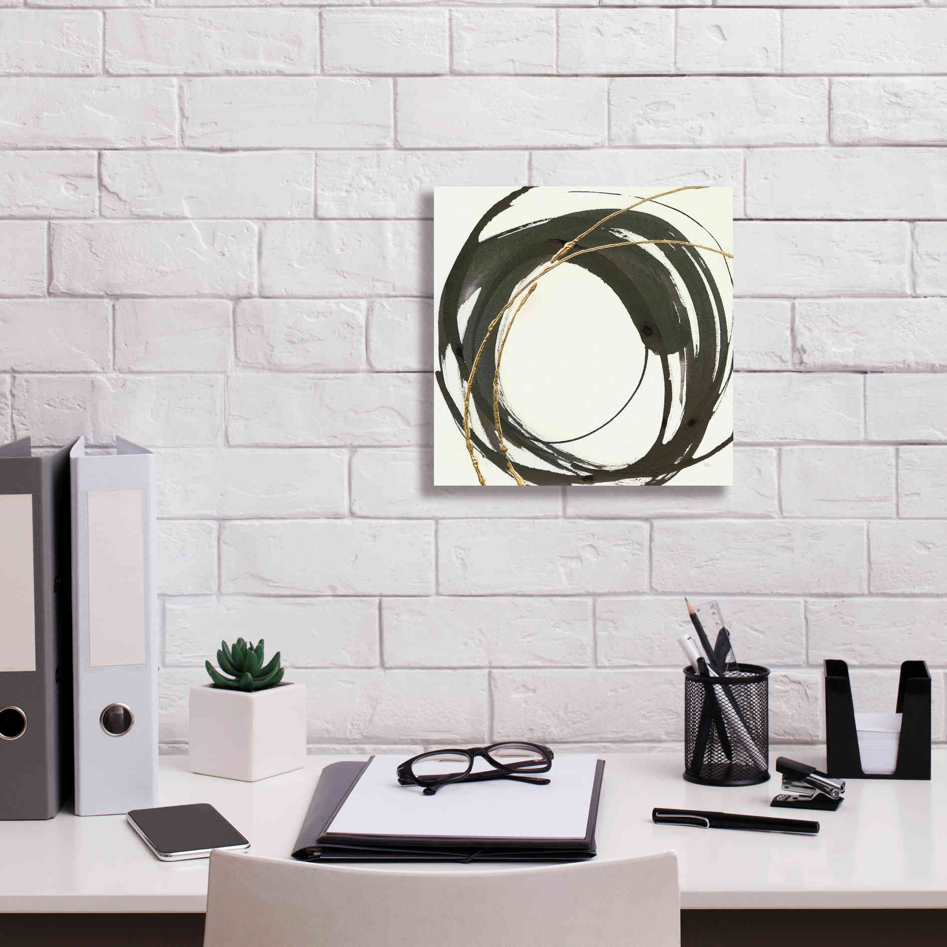 'Gilded Enso IV' by Chris Paschke, Giclee Canvas Wall Art,12 x 12