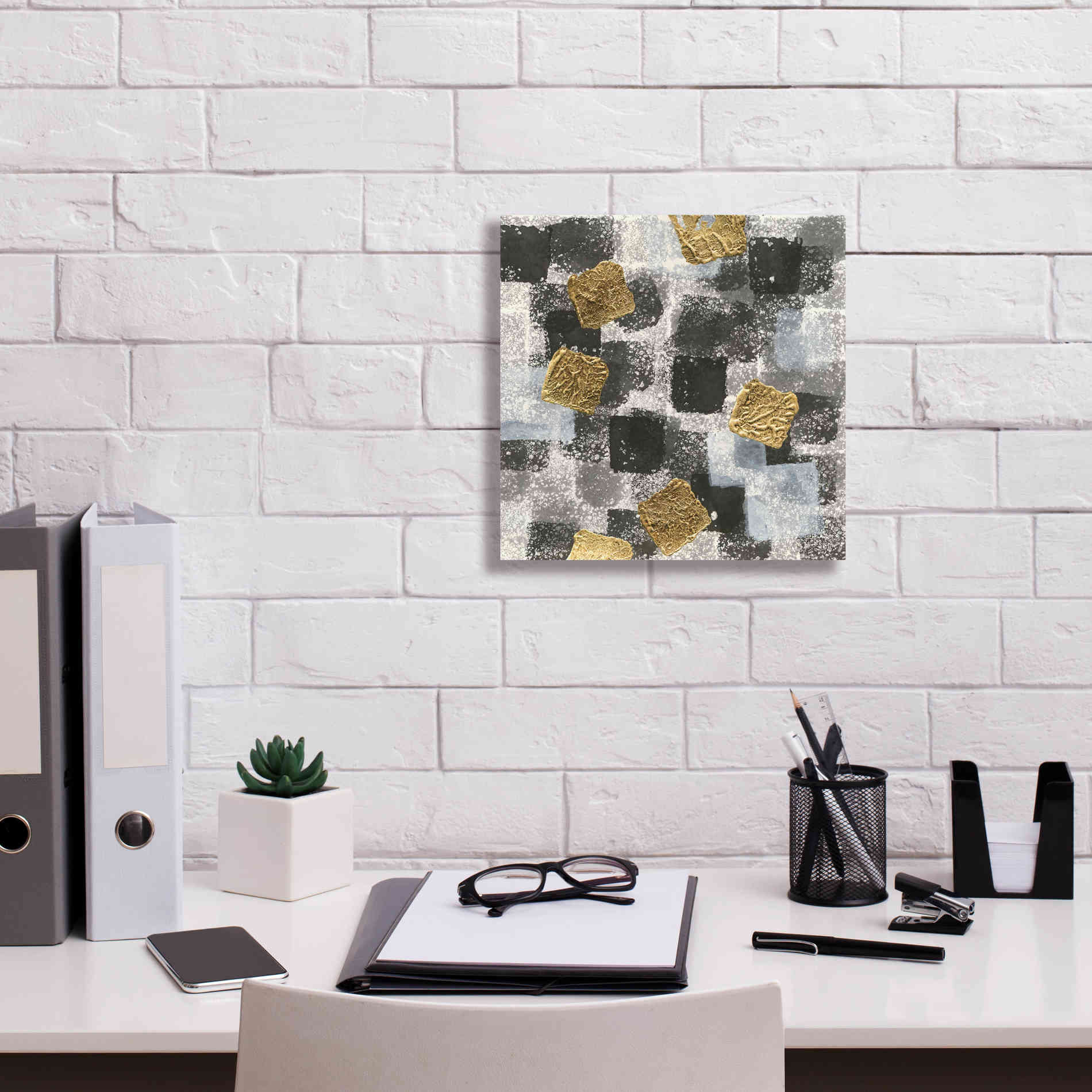 'Gold Squares III' by Chris Paschke, Giclee Canvas Wall Art,12 x 12