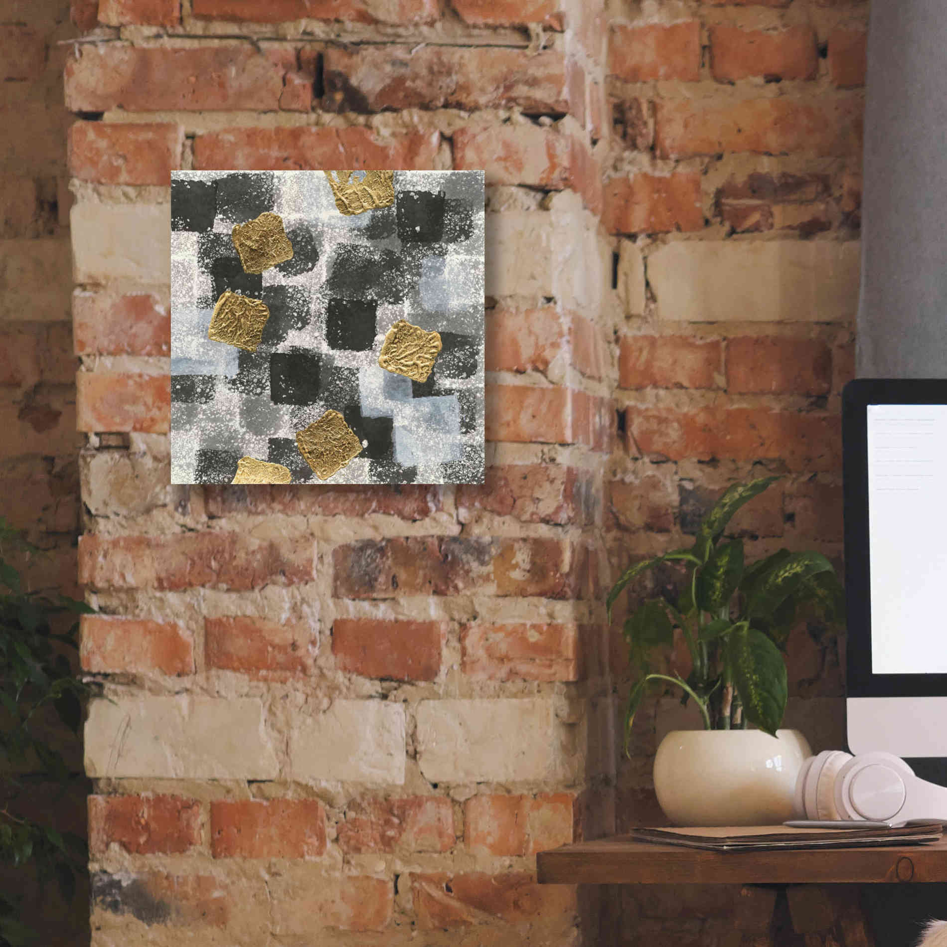 'Gold Squares III' by Chris Paschke, Giclee Canvas Wall Art,12 x 12