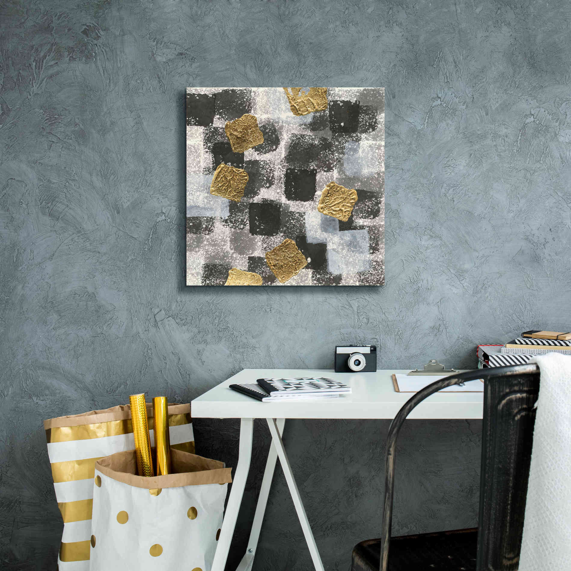 'Gold Squares III' by Chris Paschke, Giclee Canvas Wall Art,18 x 18