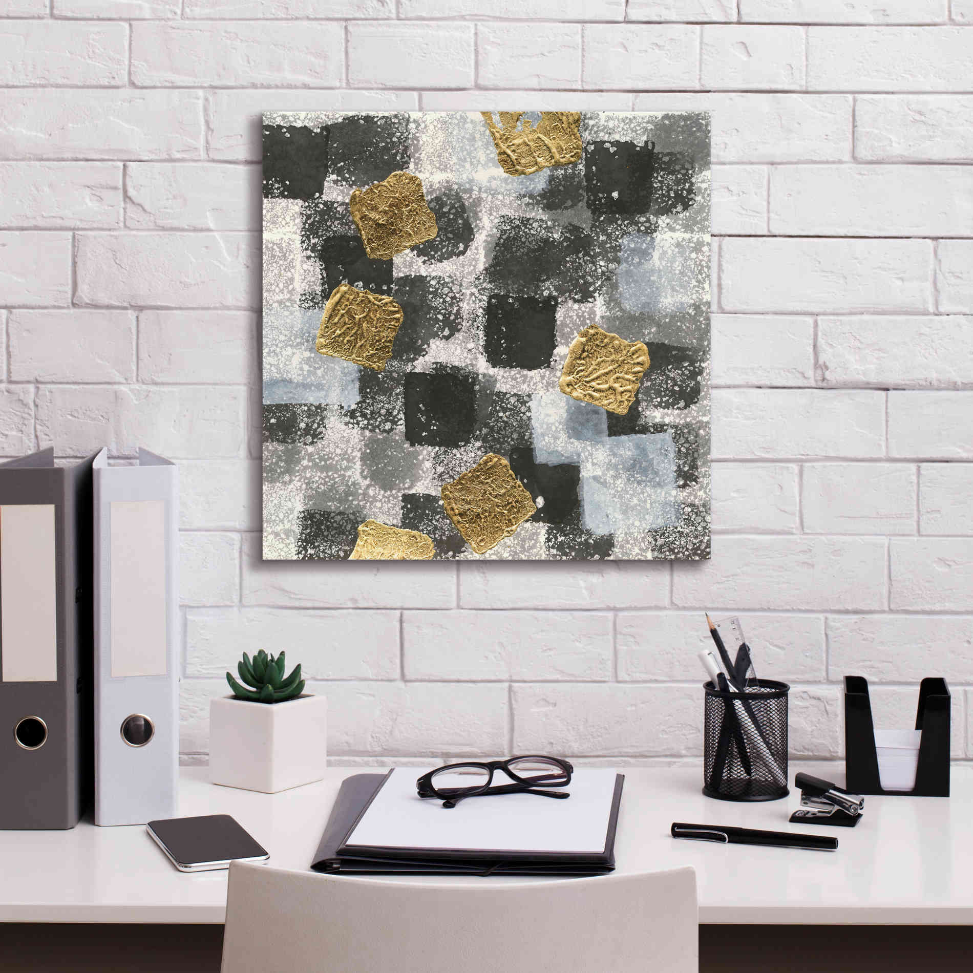 'Gold Squares III' by Chris Paschke, Giclee Canvas Wall Art,18 x 18