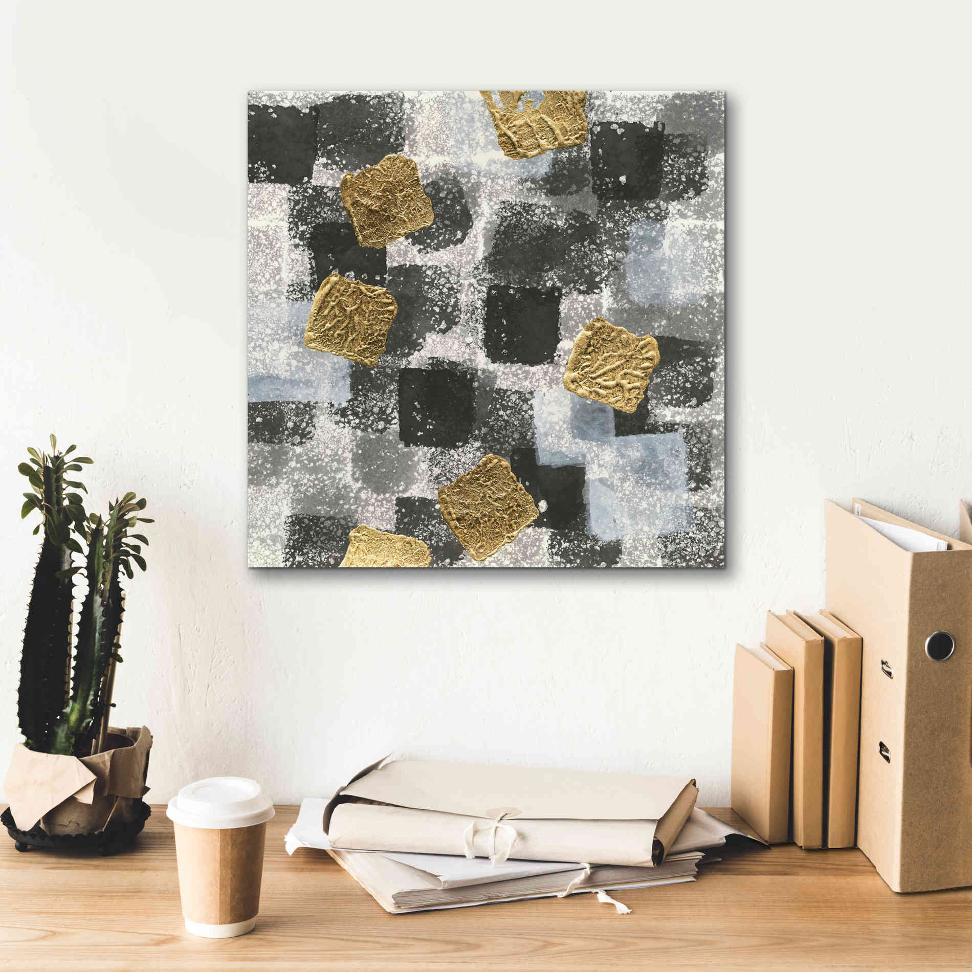 'Gold Squares III' by Chris Paschke, Giclee Canvas Wall Art,18 x 18