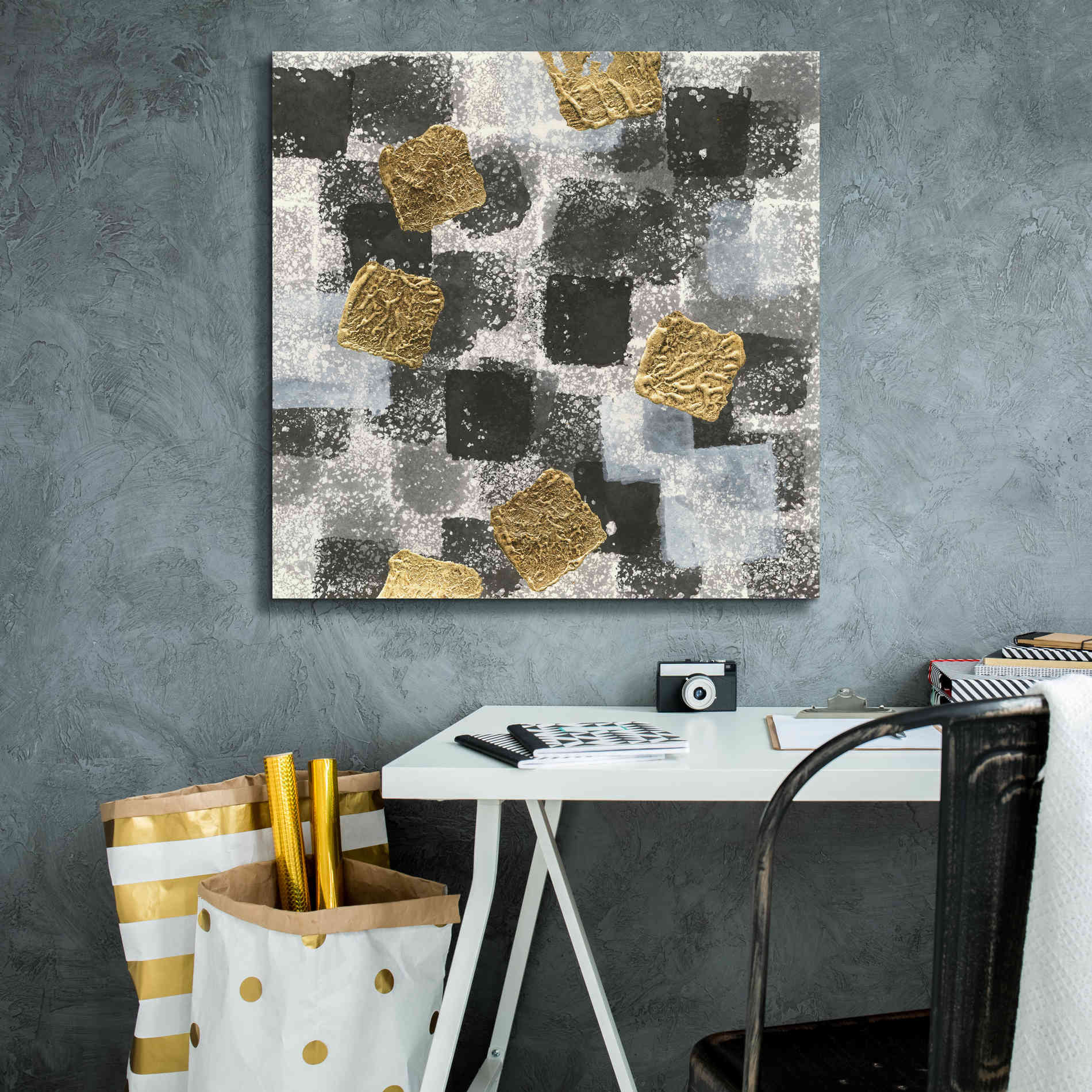 'Gold Squares III' by Chris Paschke, Giclee Canvas Wall Art,26 x 26