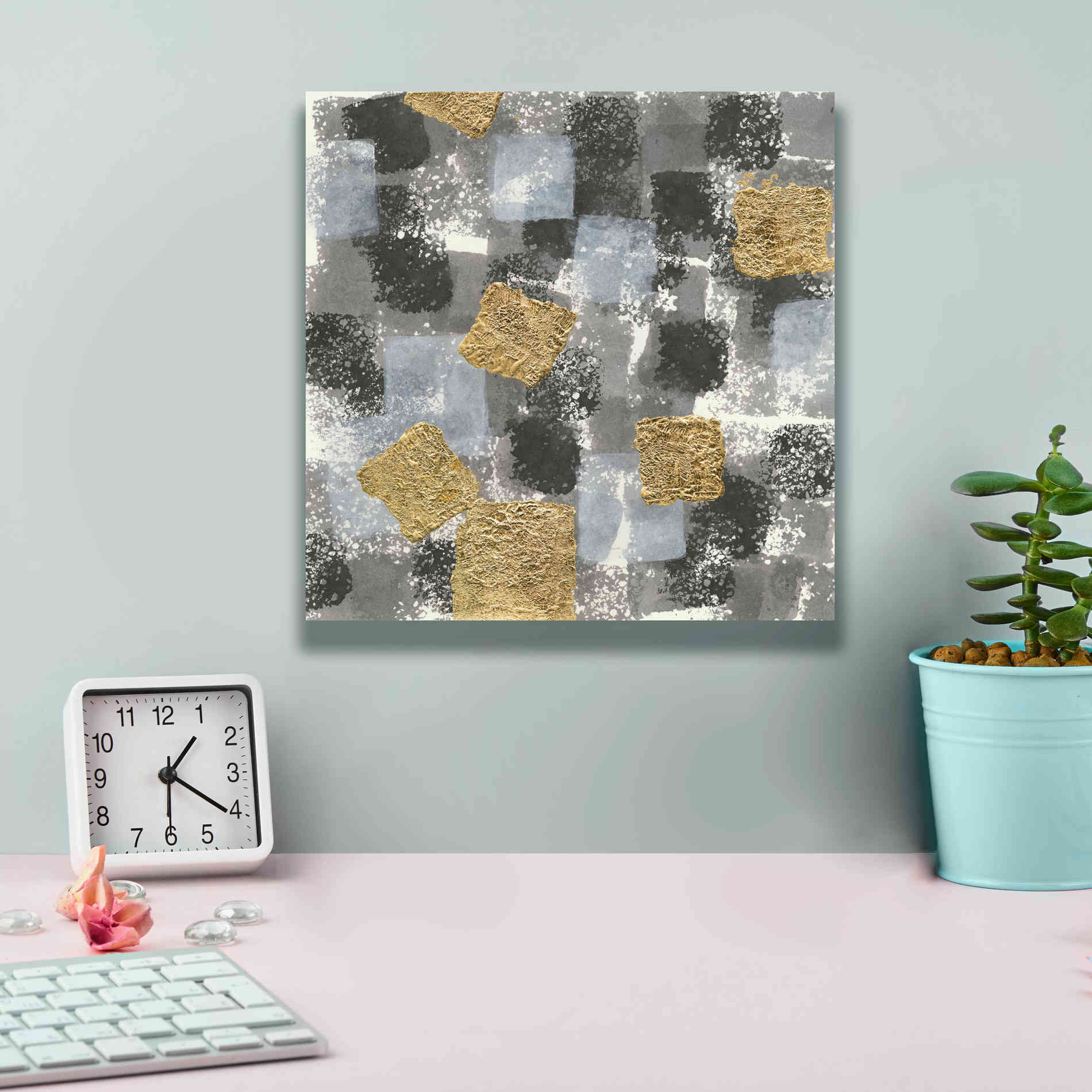 'Gold Squares IV' by Chris Paschke, Giclee Canvas Wall Art,12 x 12