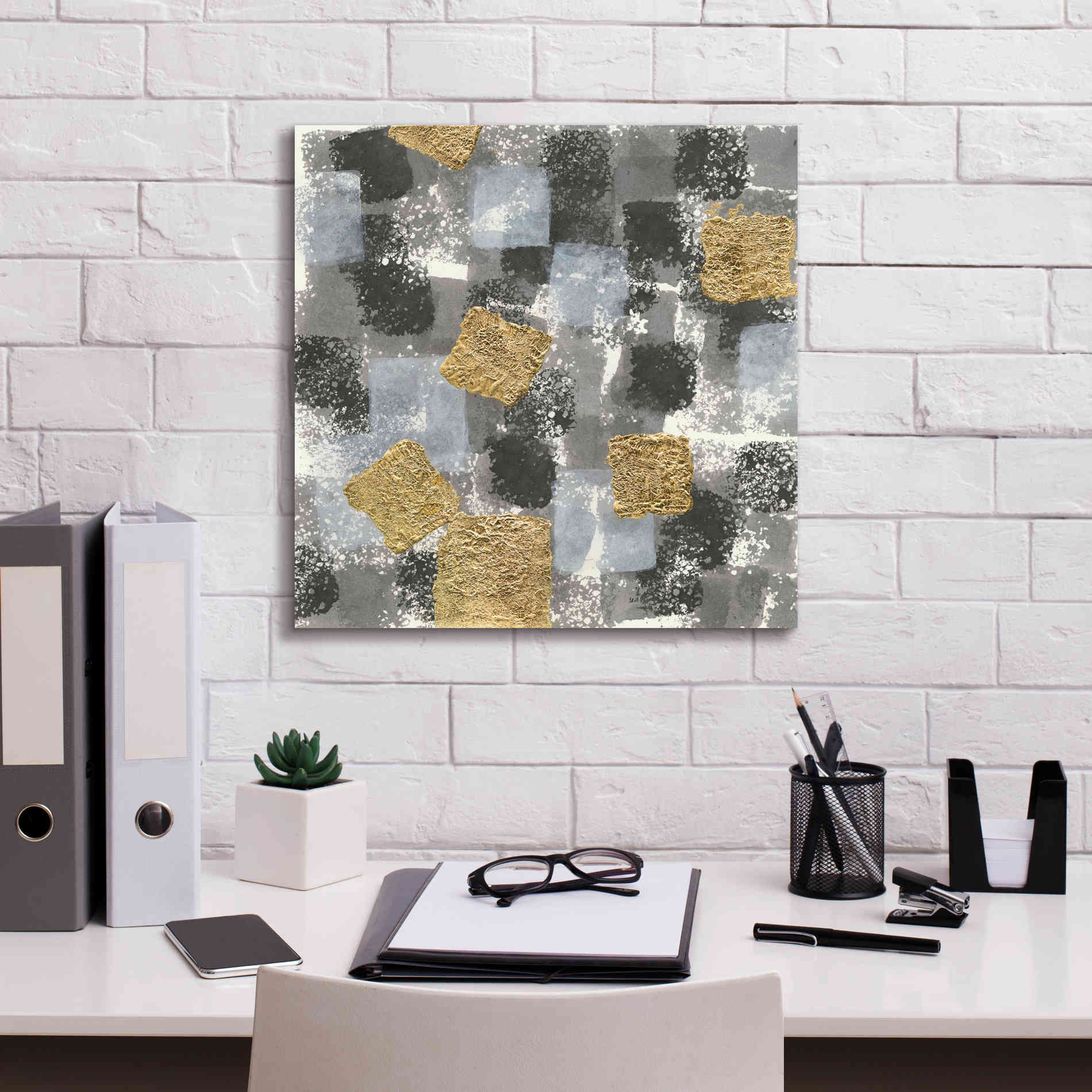 'Gold Squares IV' by Chris Paschke, Giclee Canvas Wall Art,18 x 18