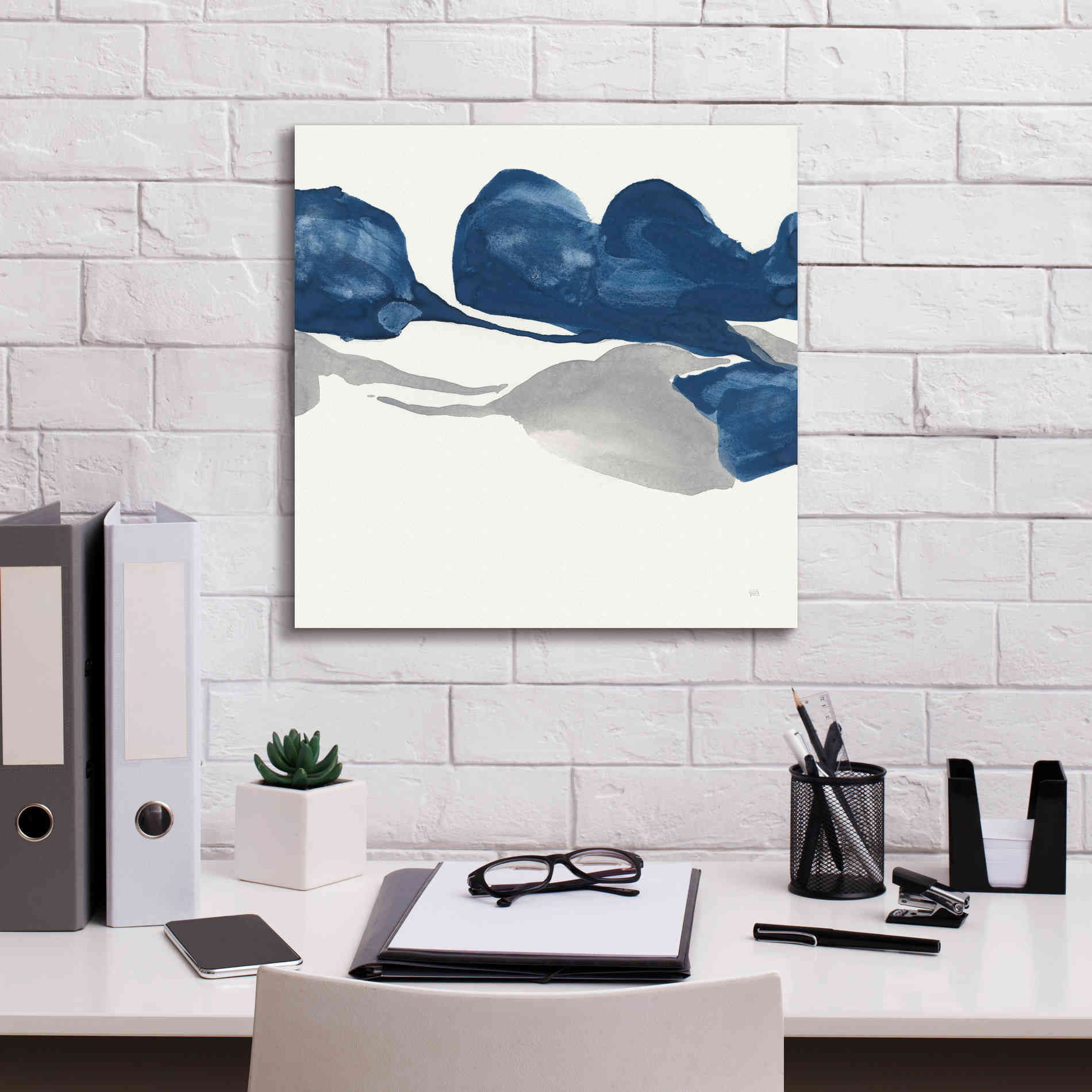 'Sapphire And Gray II' by Chris Paschke, Giclee Canvas Wall Art,18 x 18