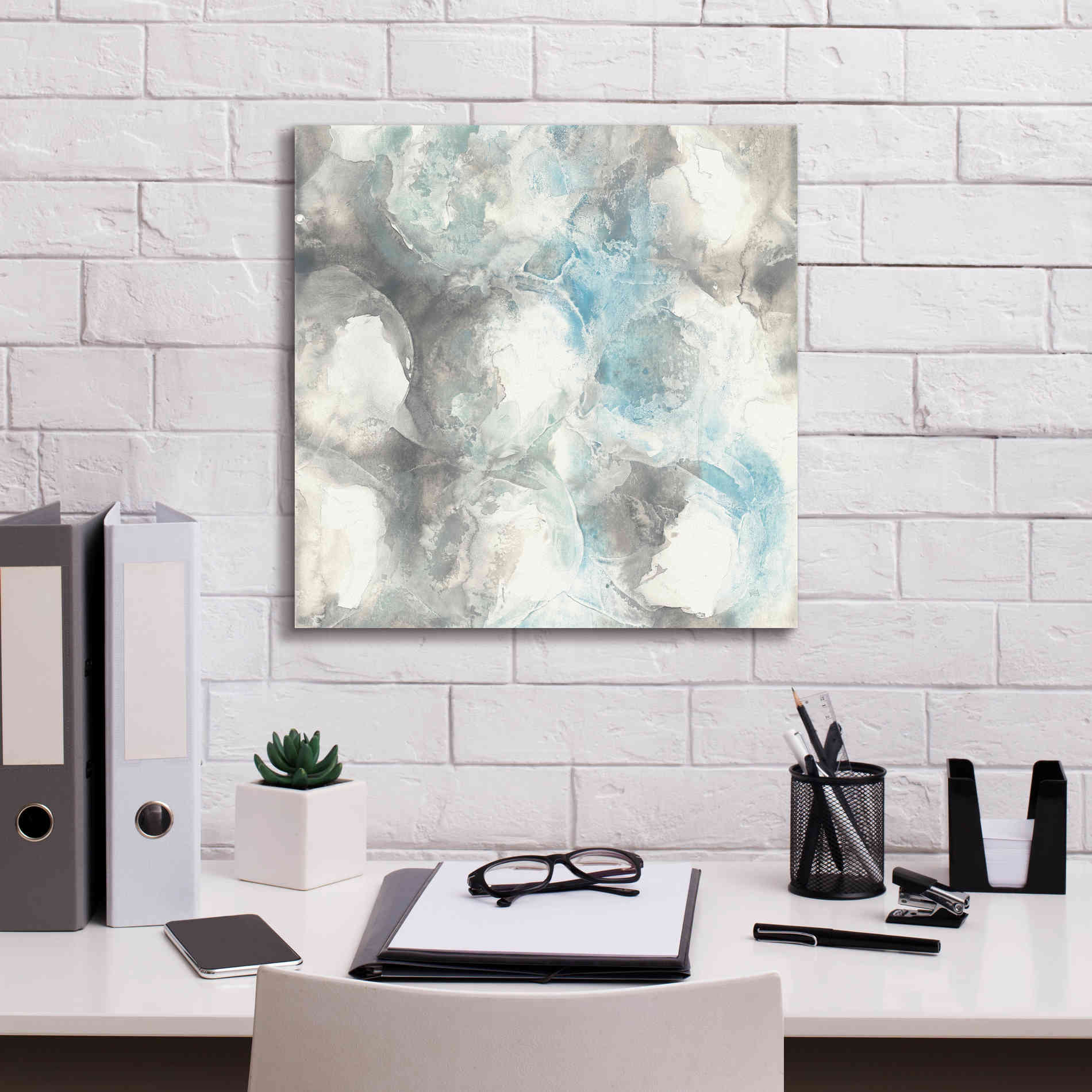 'Pale Blue Circles II' by Chris Paschke, Giclee Canvas Wall Art,18 x 18