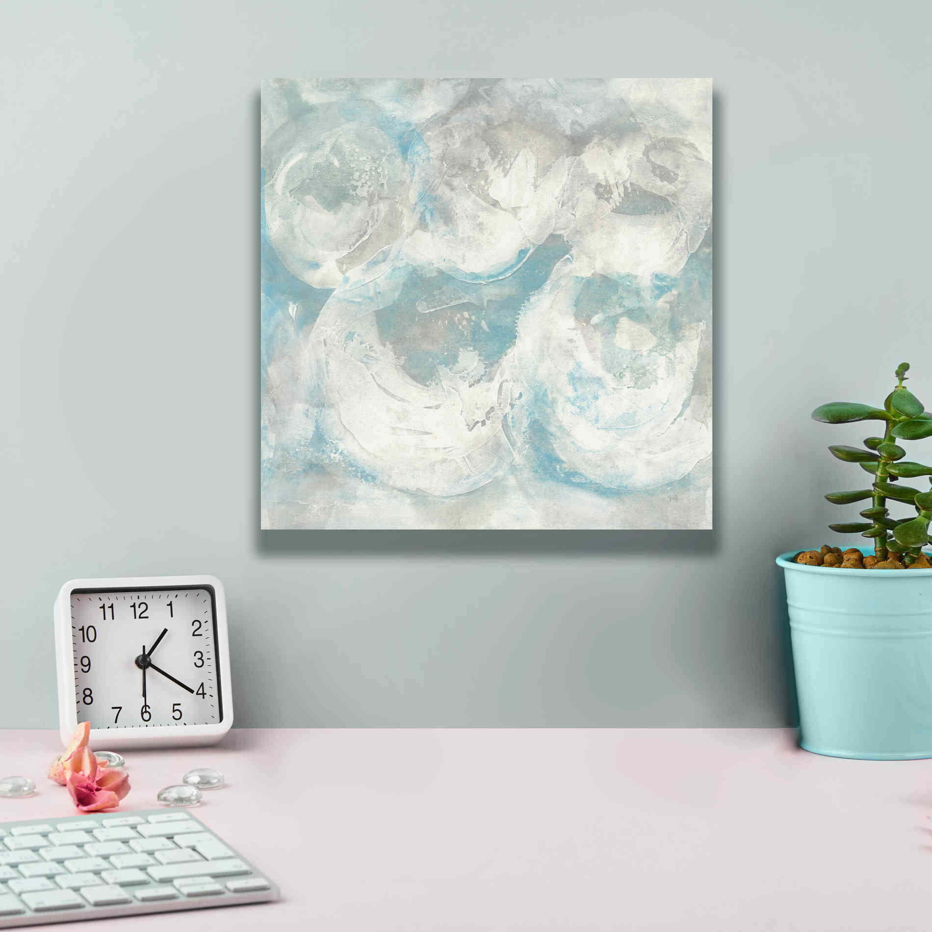 'Pale Blue Circles IV' by Chris Paschke, Giclee Canvas Wall Art,12 x 12