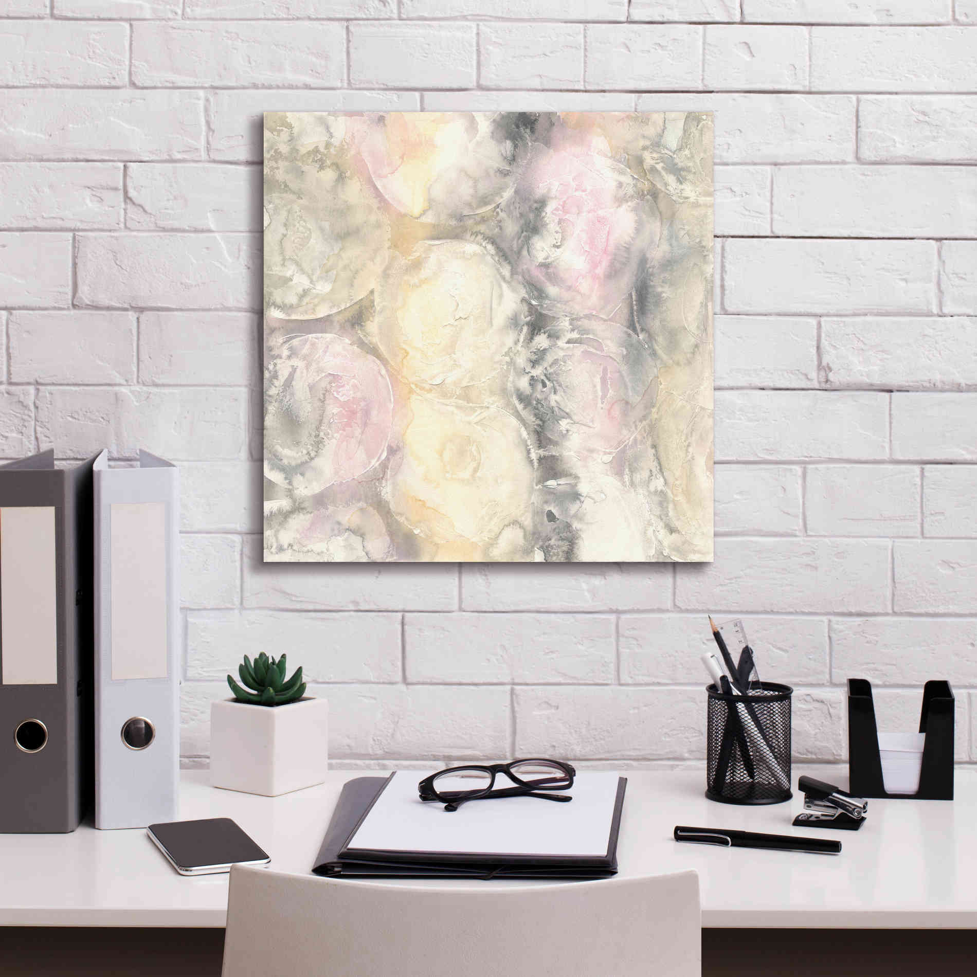 'Blush Circles I' by Chris Paschke, Giclee Canvas Wall Art,18 x 18