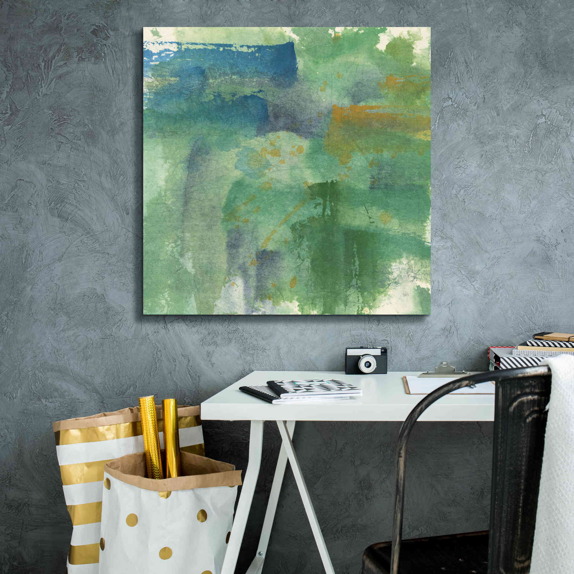 'Blue Accent II' by Chris Paschke, Giclee Canvas Wall Art,26 x 26