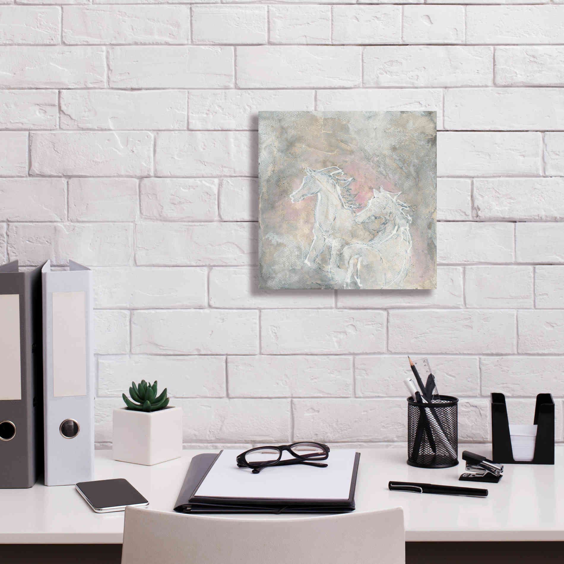 'Blush Horses I' by Chris Paschke, Giclee Canvas Wall Art,12 x 12