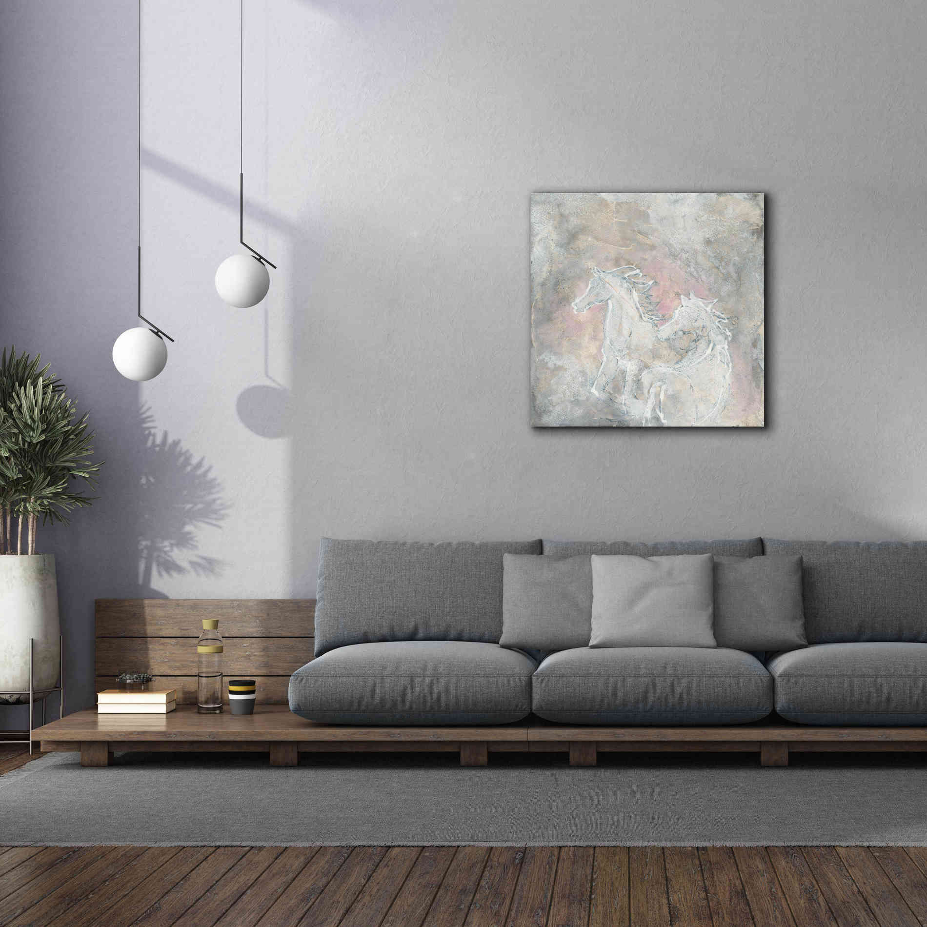 'Blush Horses I' by Chris Paschke, Giclee Canvas Wall Art,37 x 37